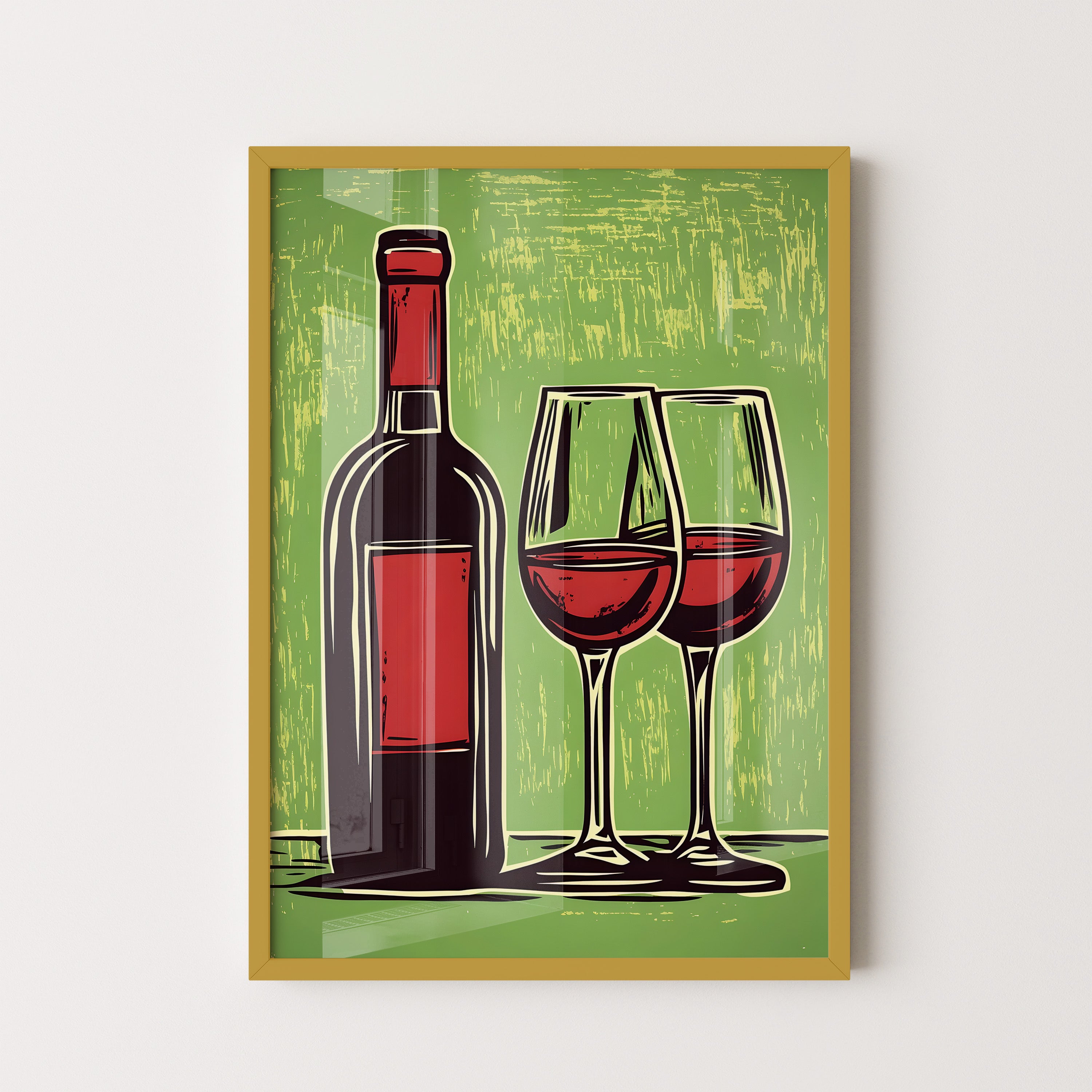 Vintage Red Wine Bottle And Glasses