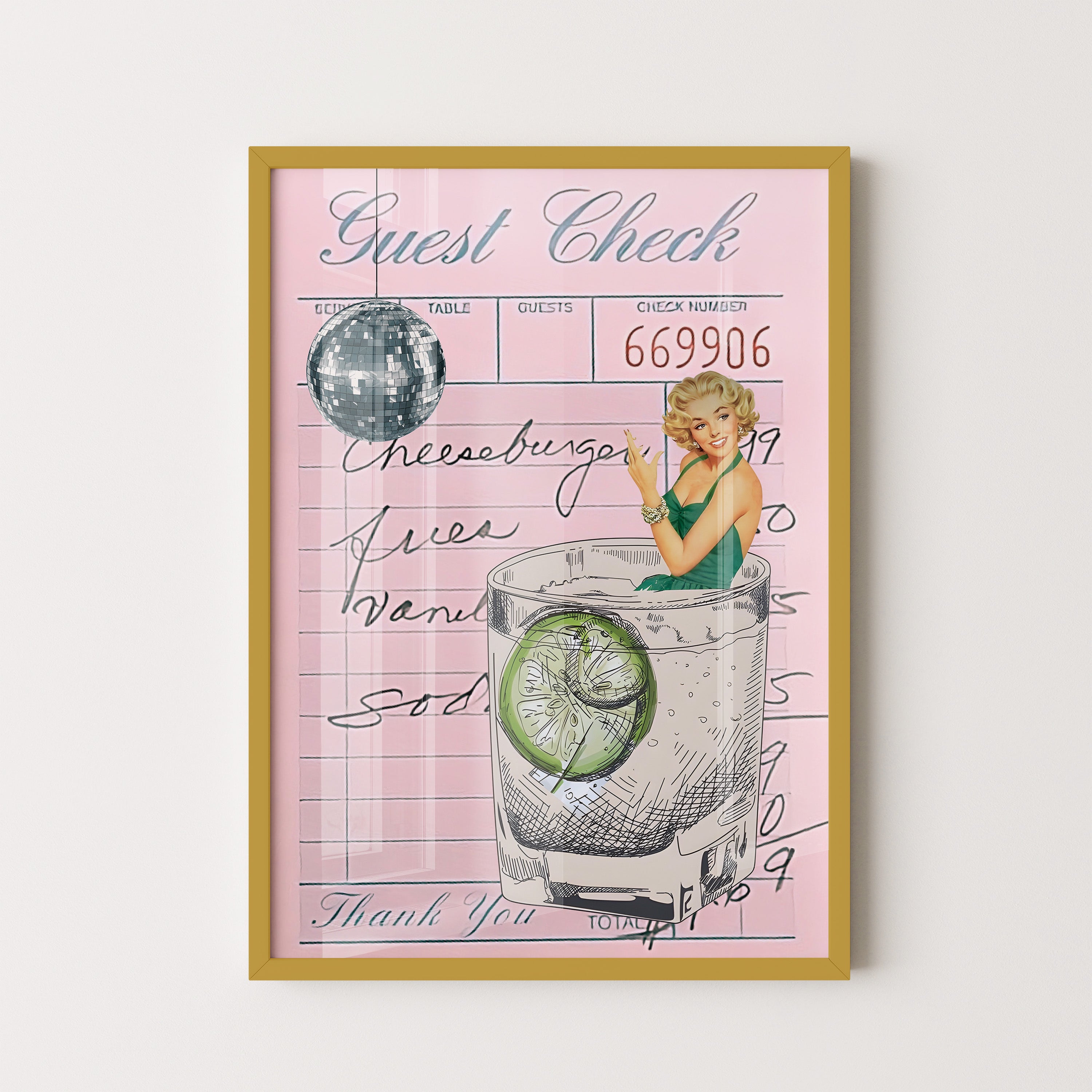 Retro Guest Check Cocktail Poster