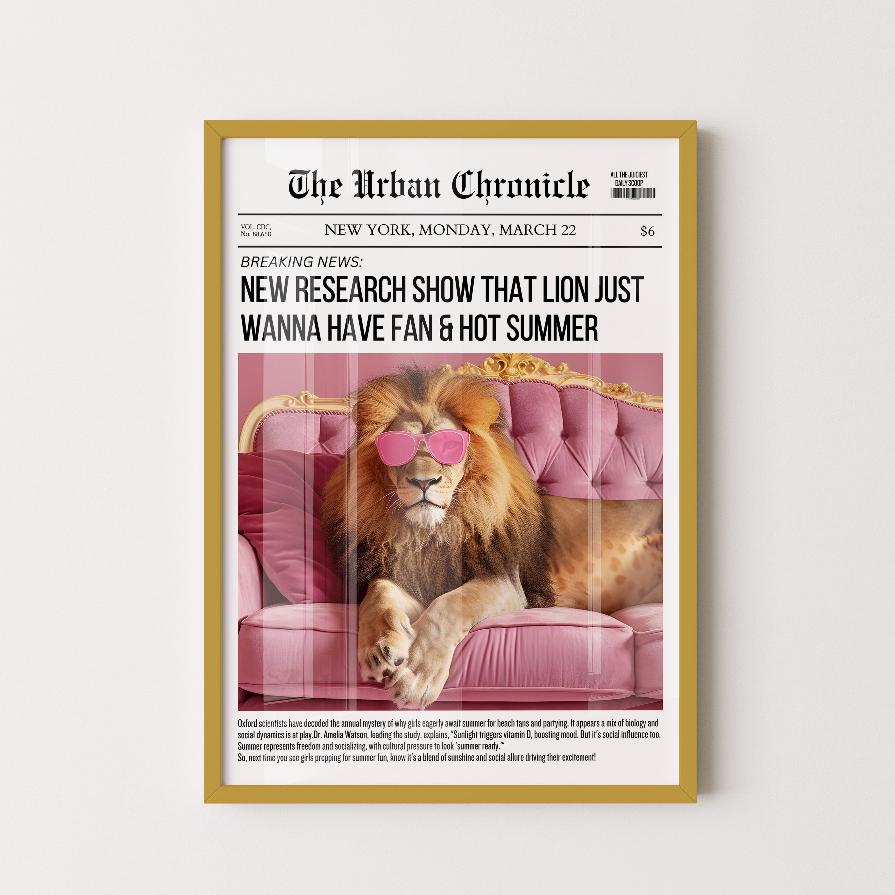 Cool Lion Newspaper Poster