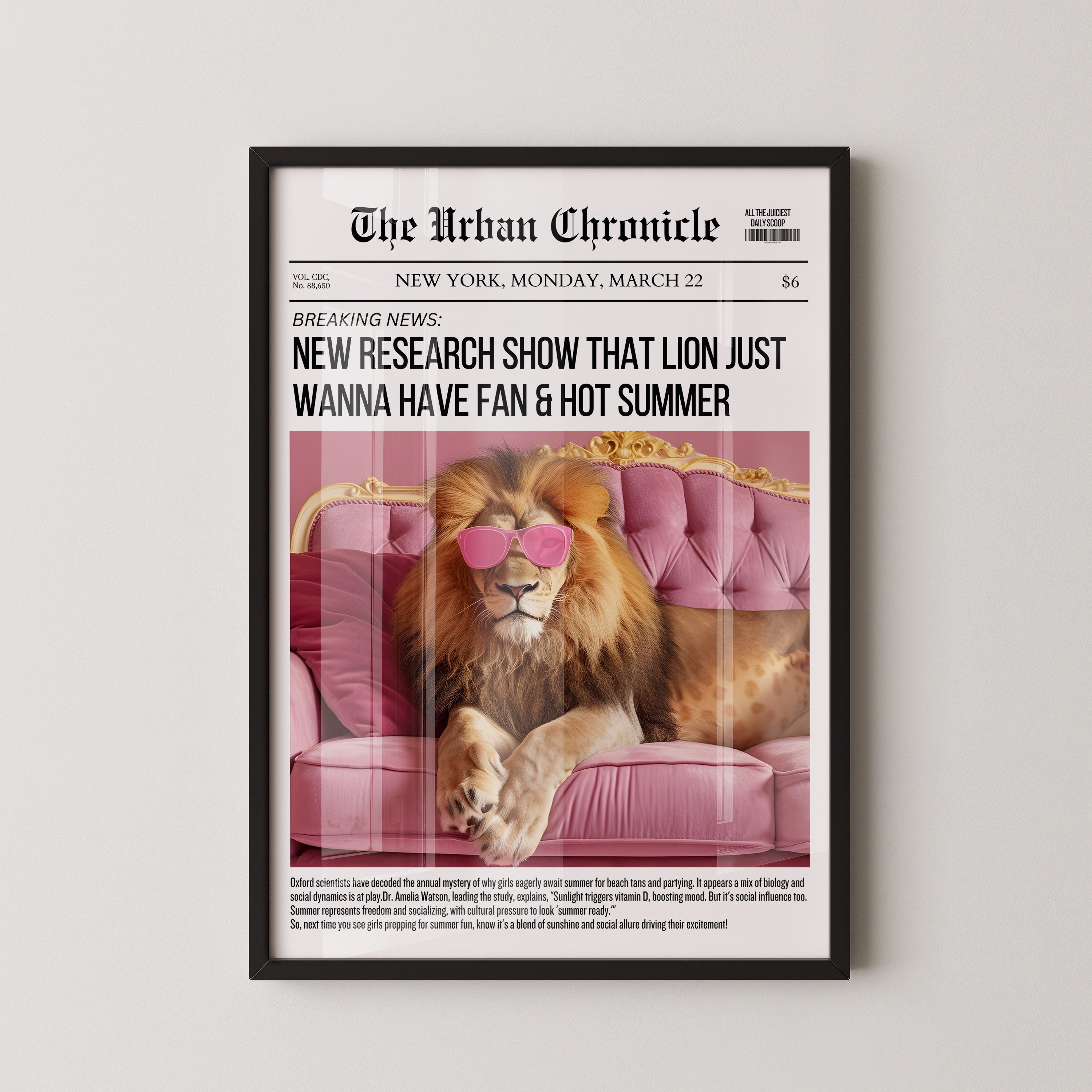 Cool Lion Newspaper Poster