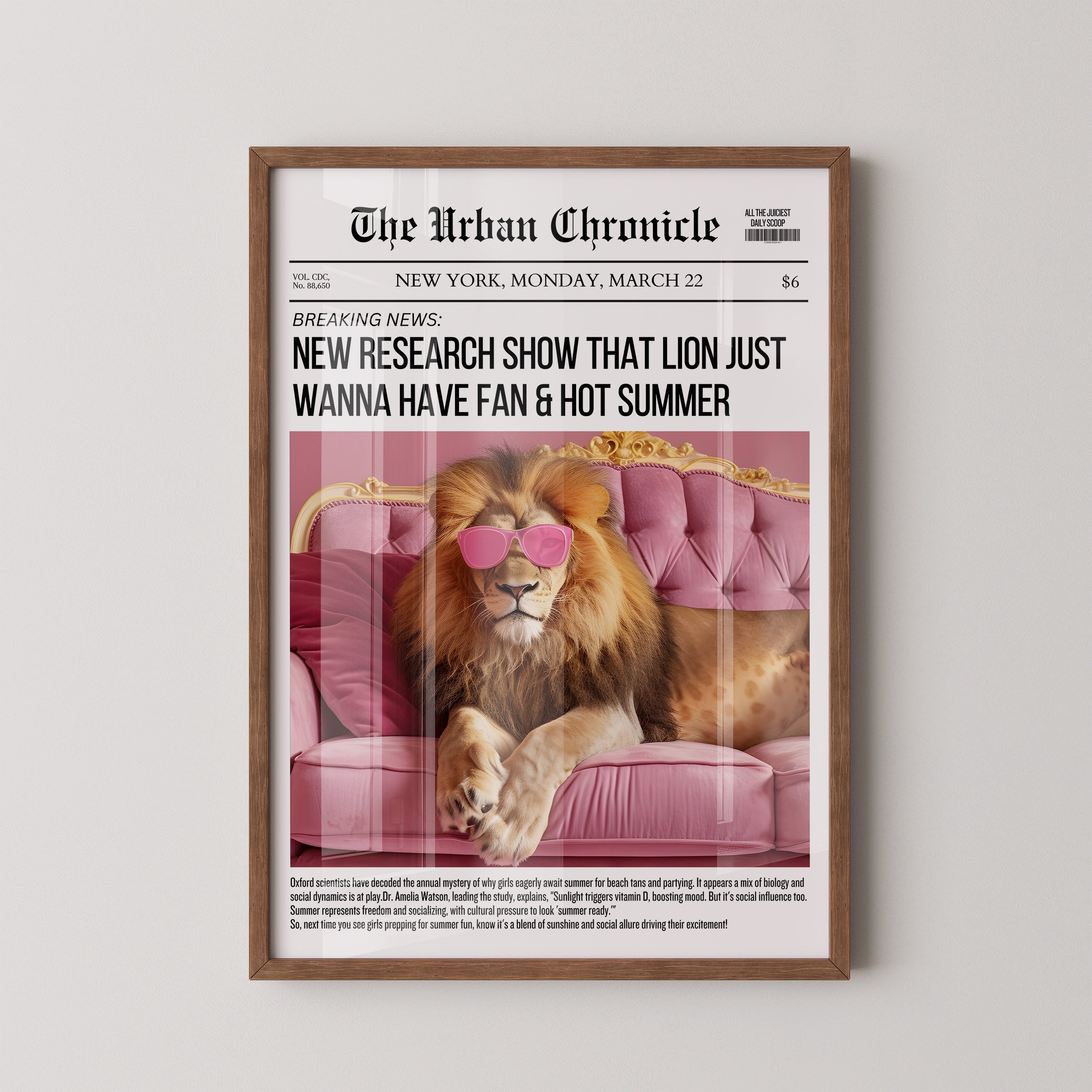 Cool Lion Newspaper Poster