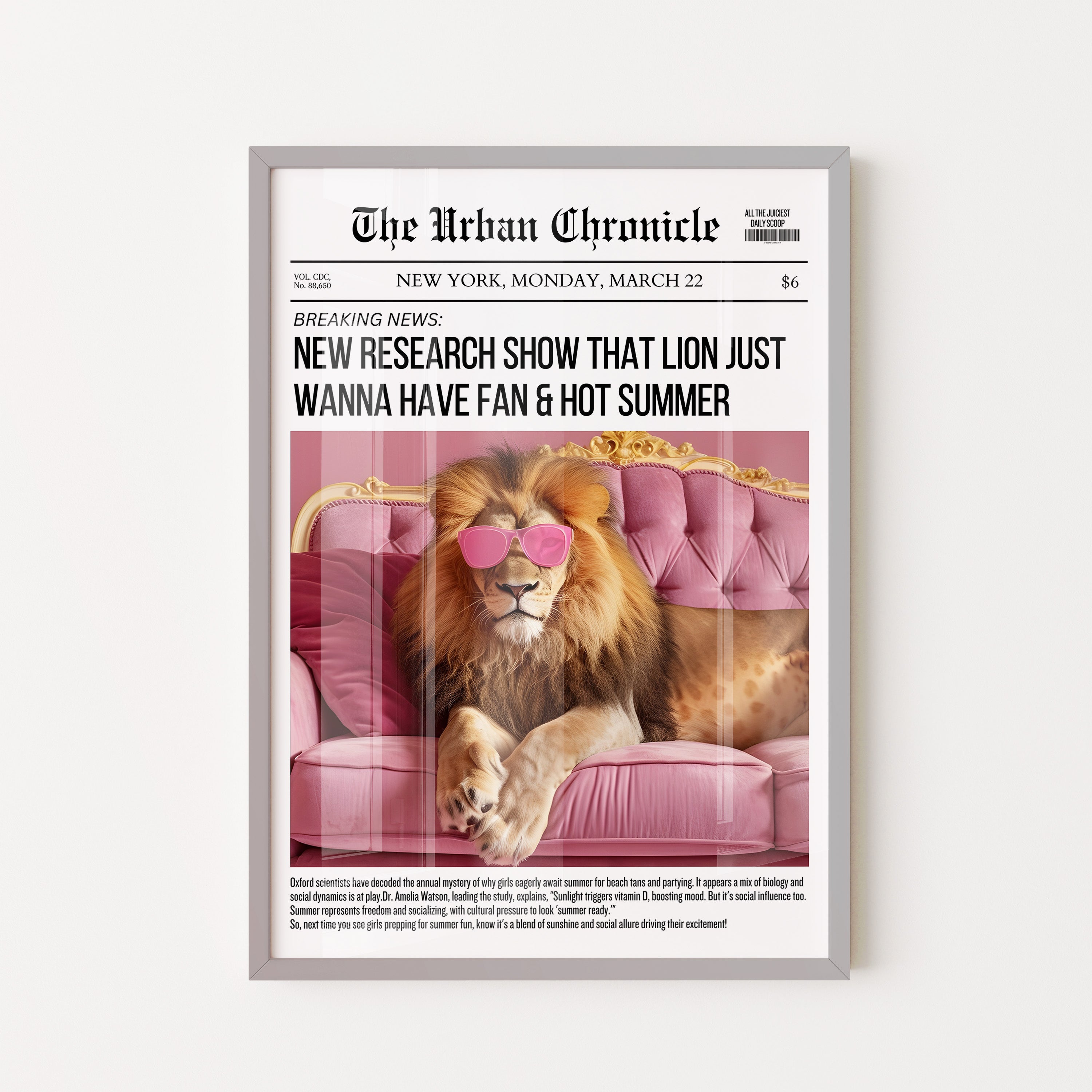 Cool Lion Newspaper Poster