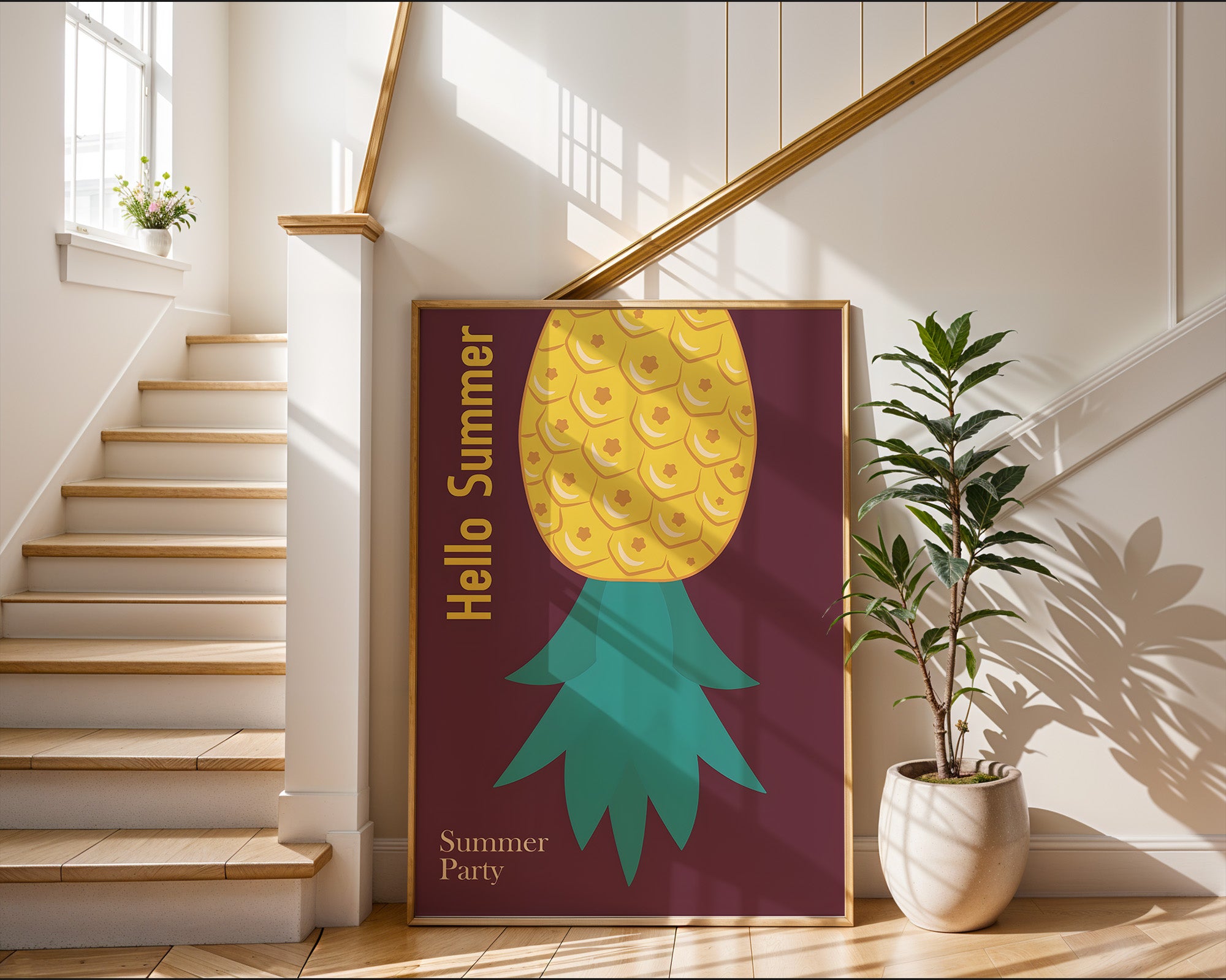 Hello Summer Pineapple – Tropical Wall Art
