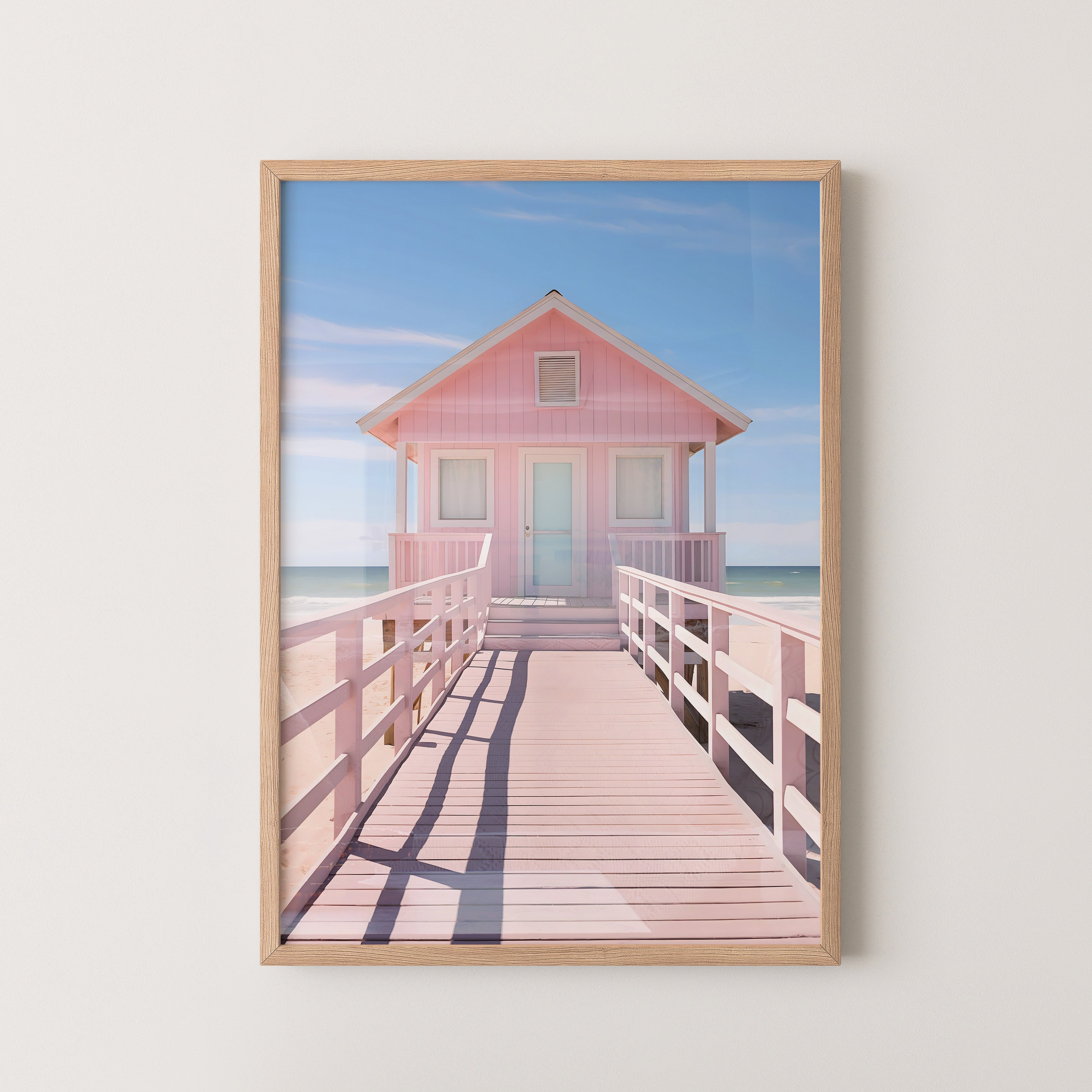 Pink Beach House – Coastal Wall Art