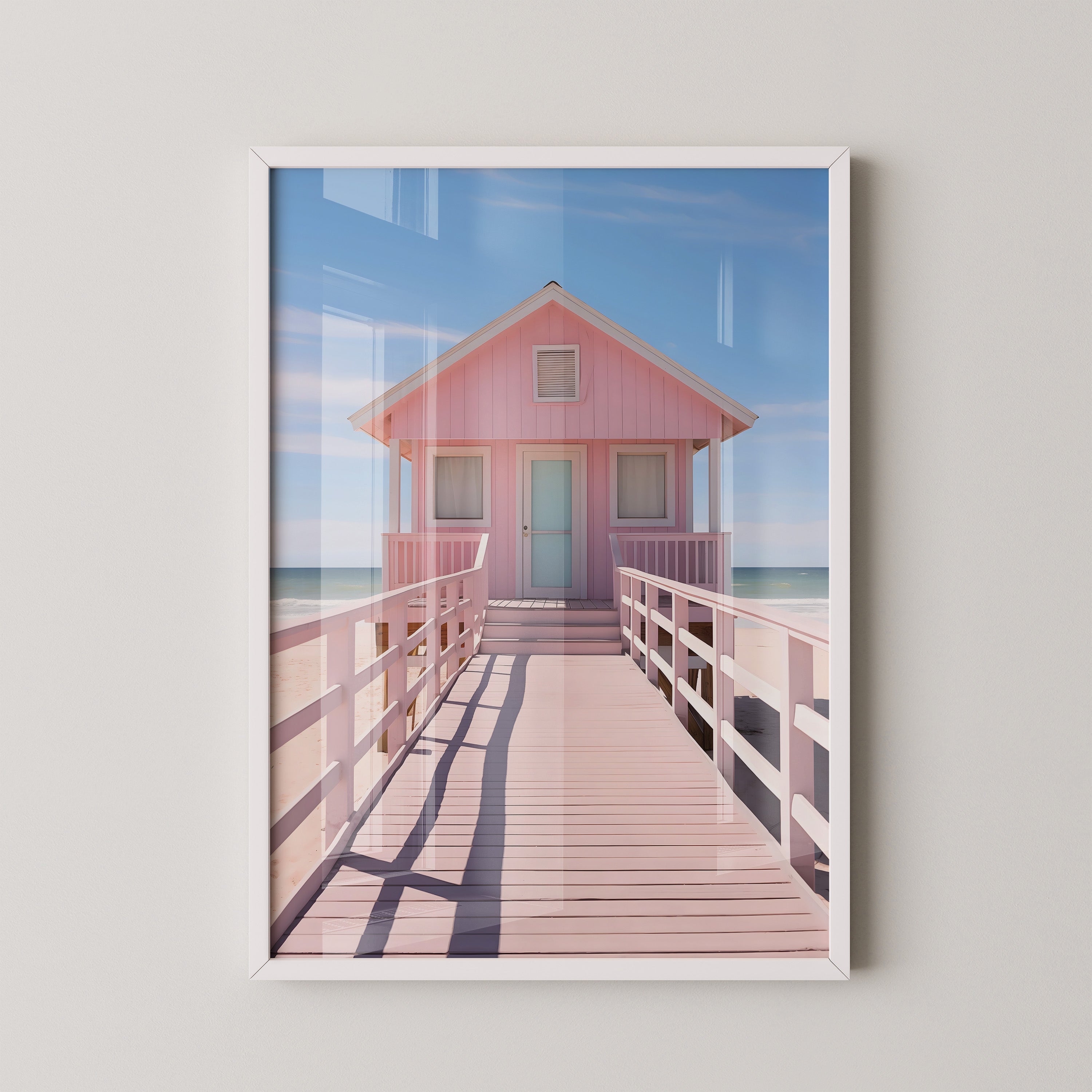 Pink Beach House – Coastal Wall Art