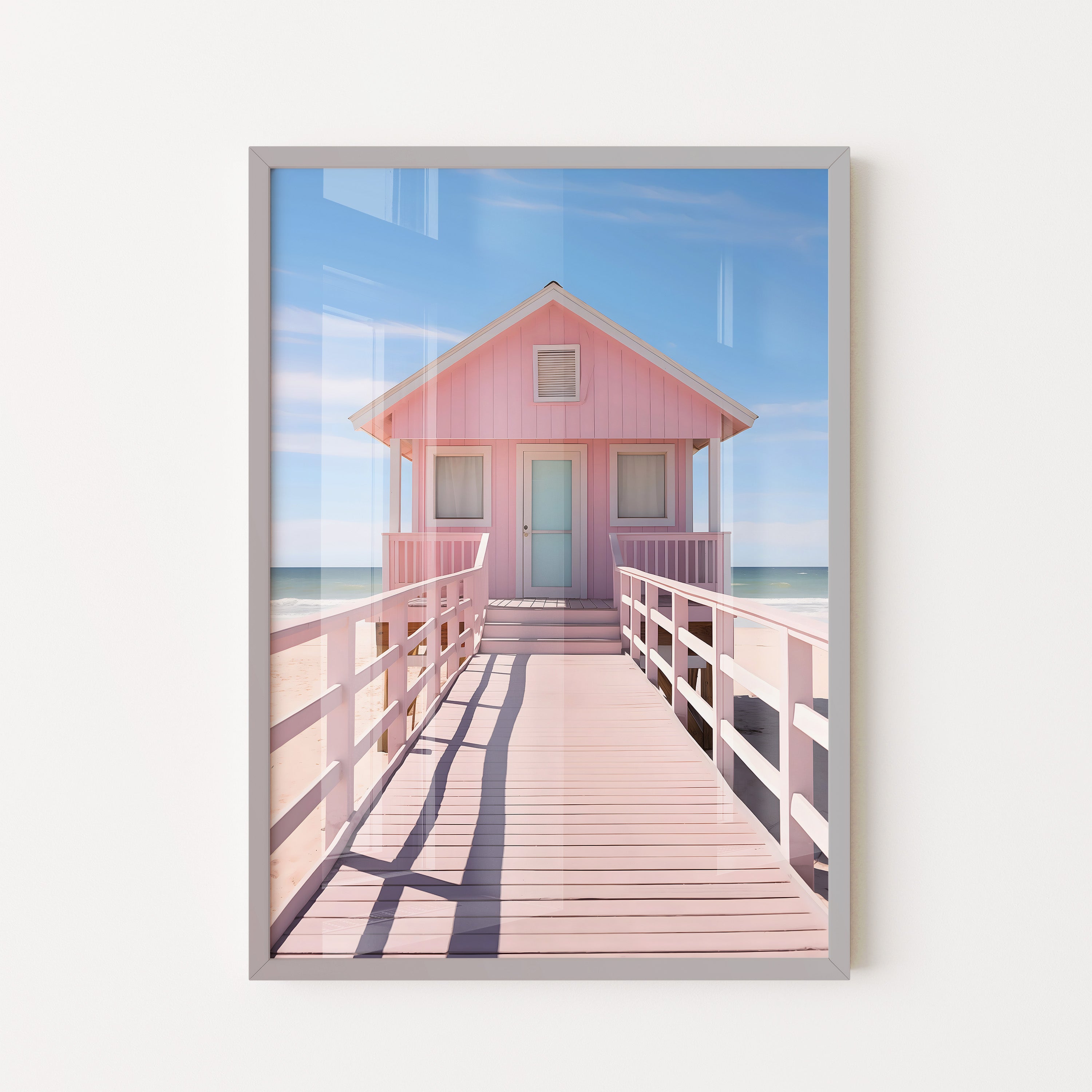 Pink Beach House – Coastal Wall Art