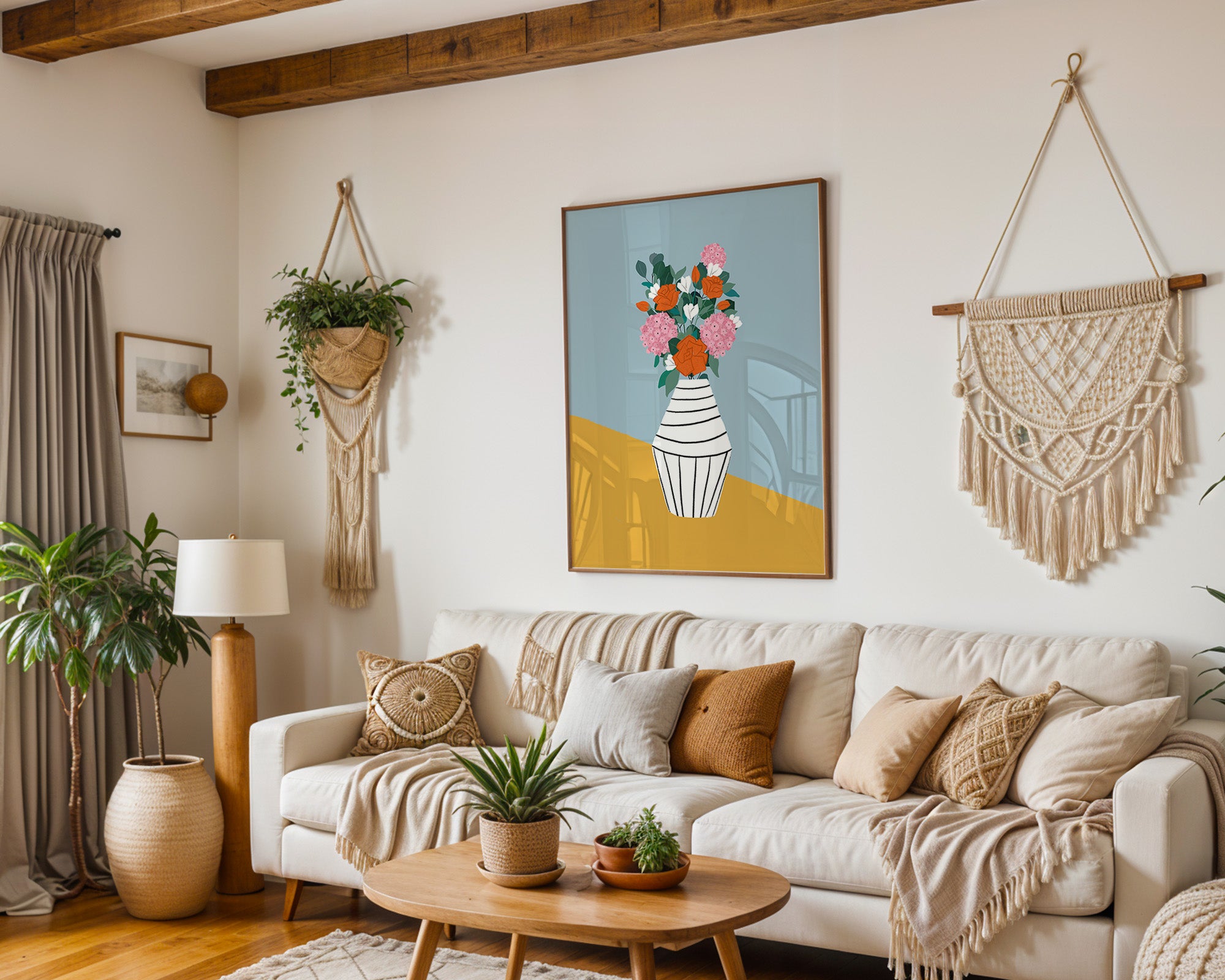 Modern Floral Vase - Minimalist Botanical Wall Art