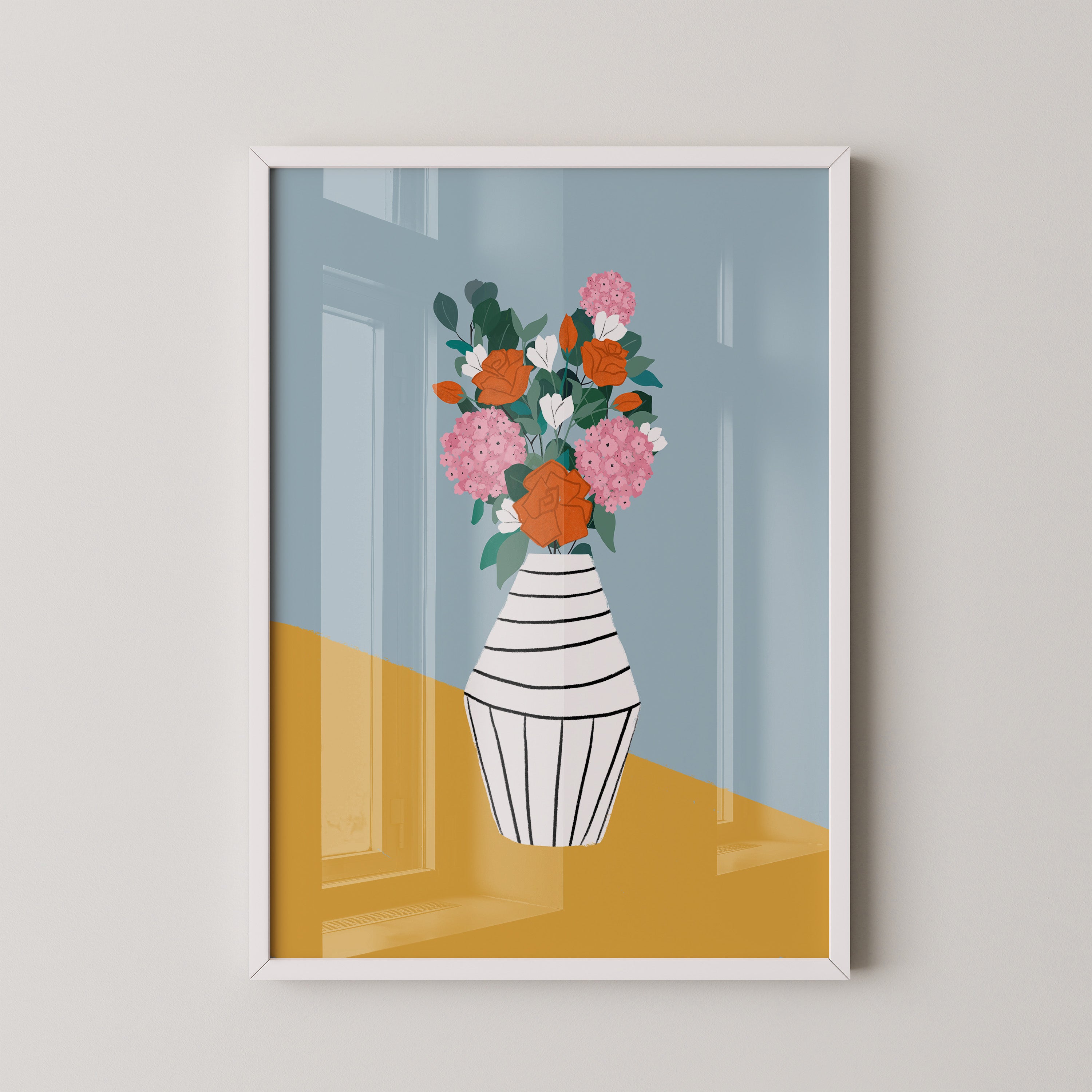 Modern Floral Vase - Minimalist Botanical Wall Art