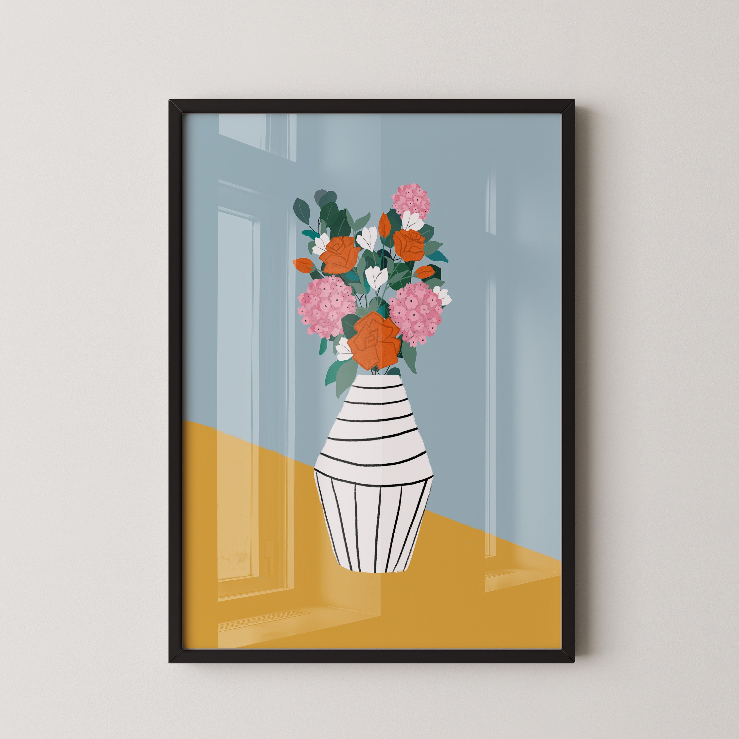 Modern Floral Vase - Minimalist Botanical Wall Art