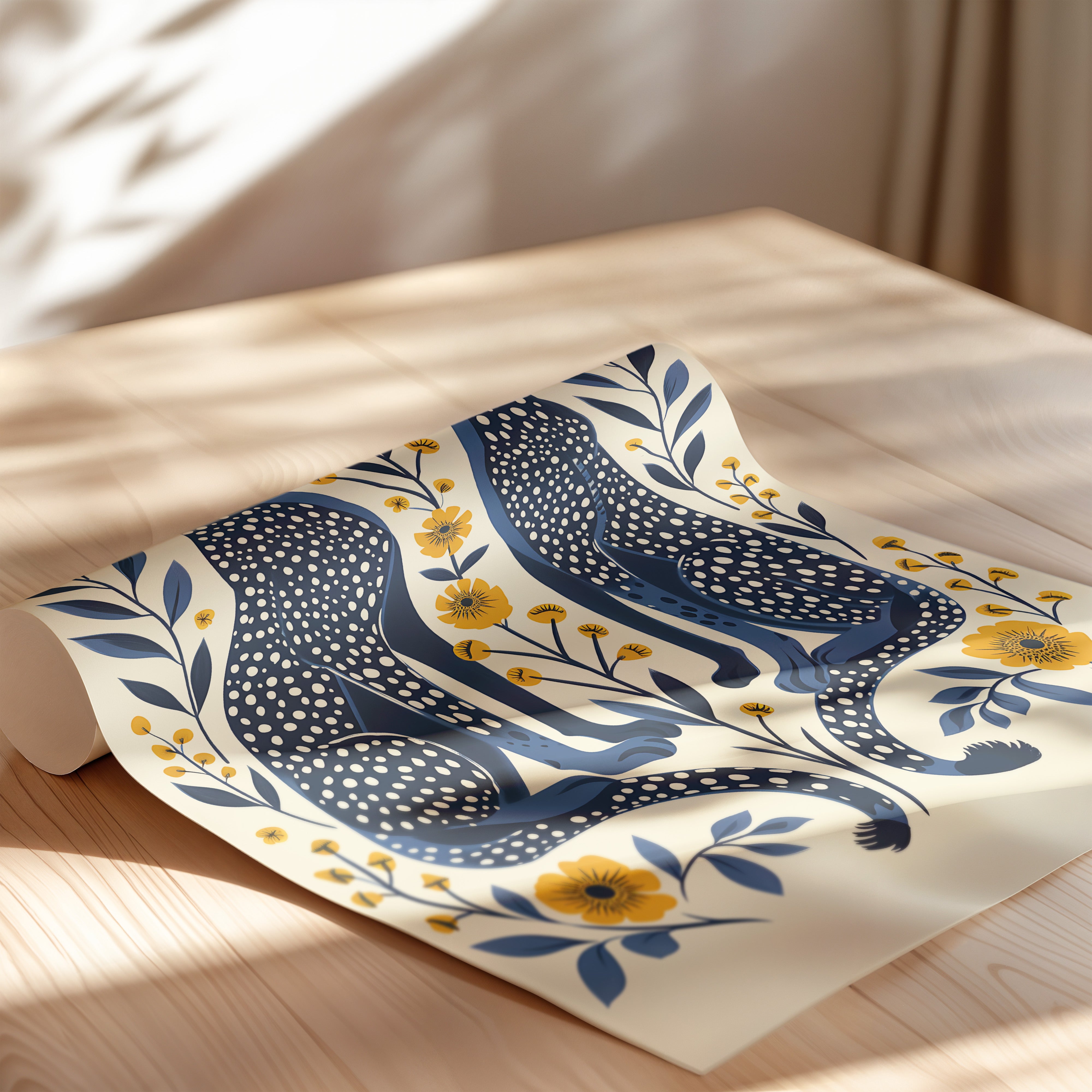 Twin Cheetahs with Floral Pattern
