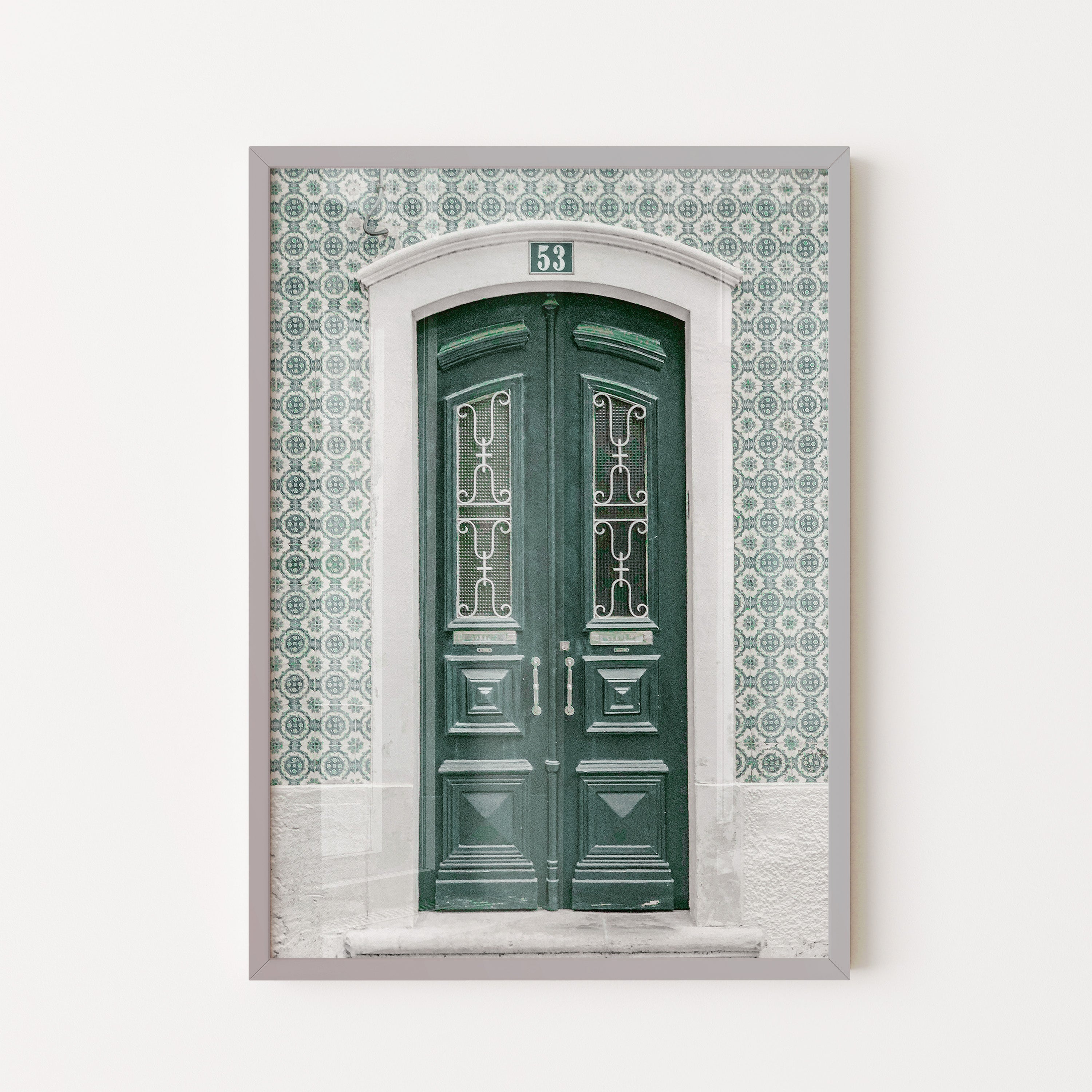 Vintage Green Door With Tile Pattern