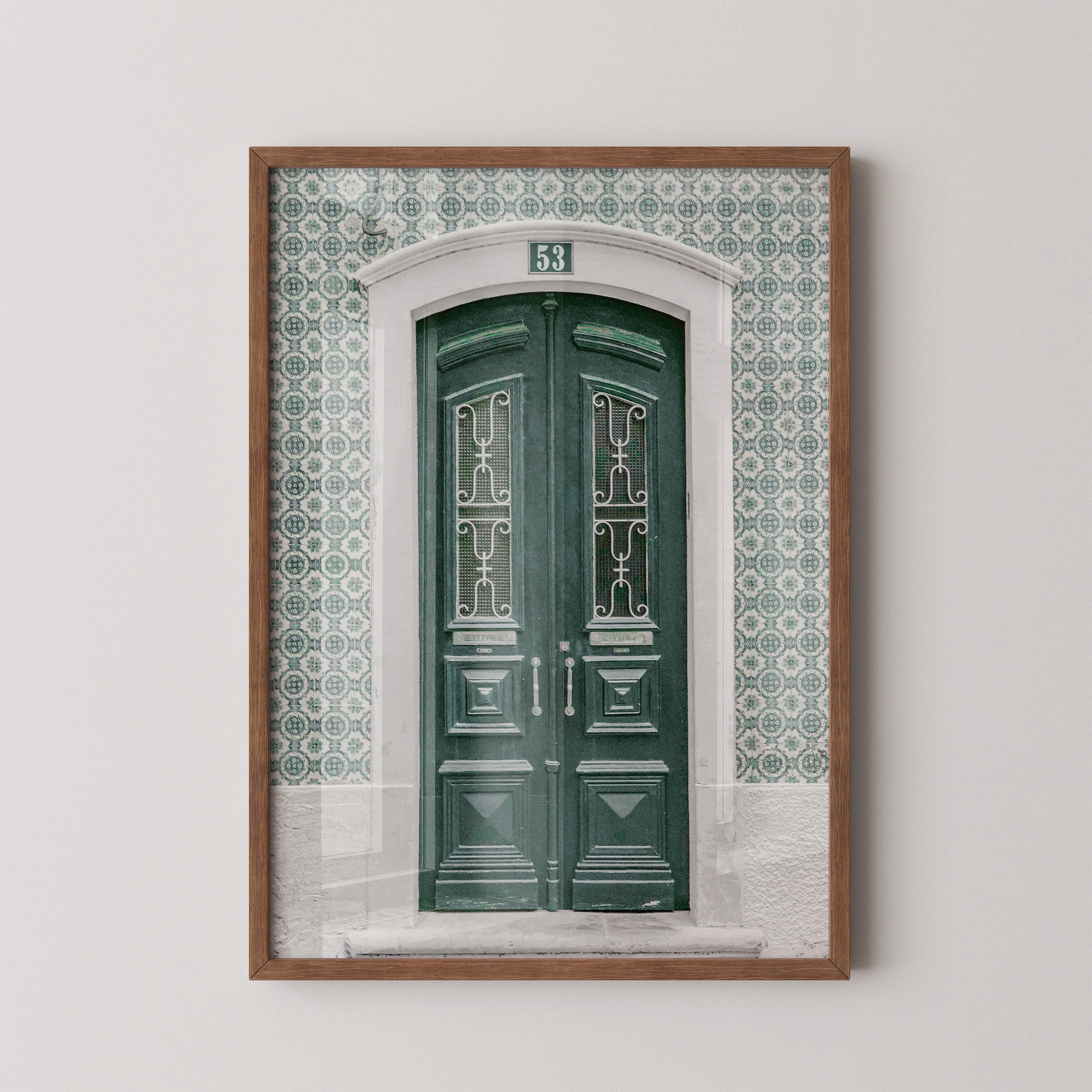 Vintage Green Door With Tile Pattern