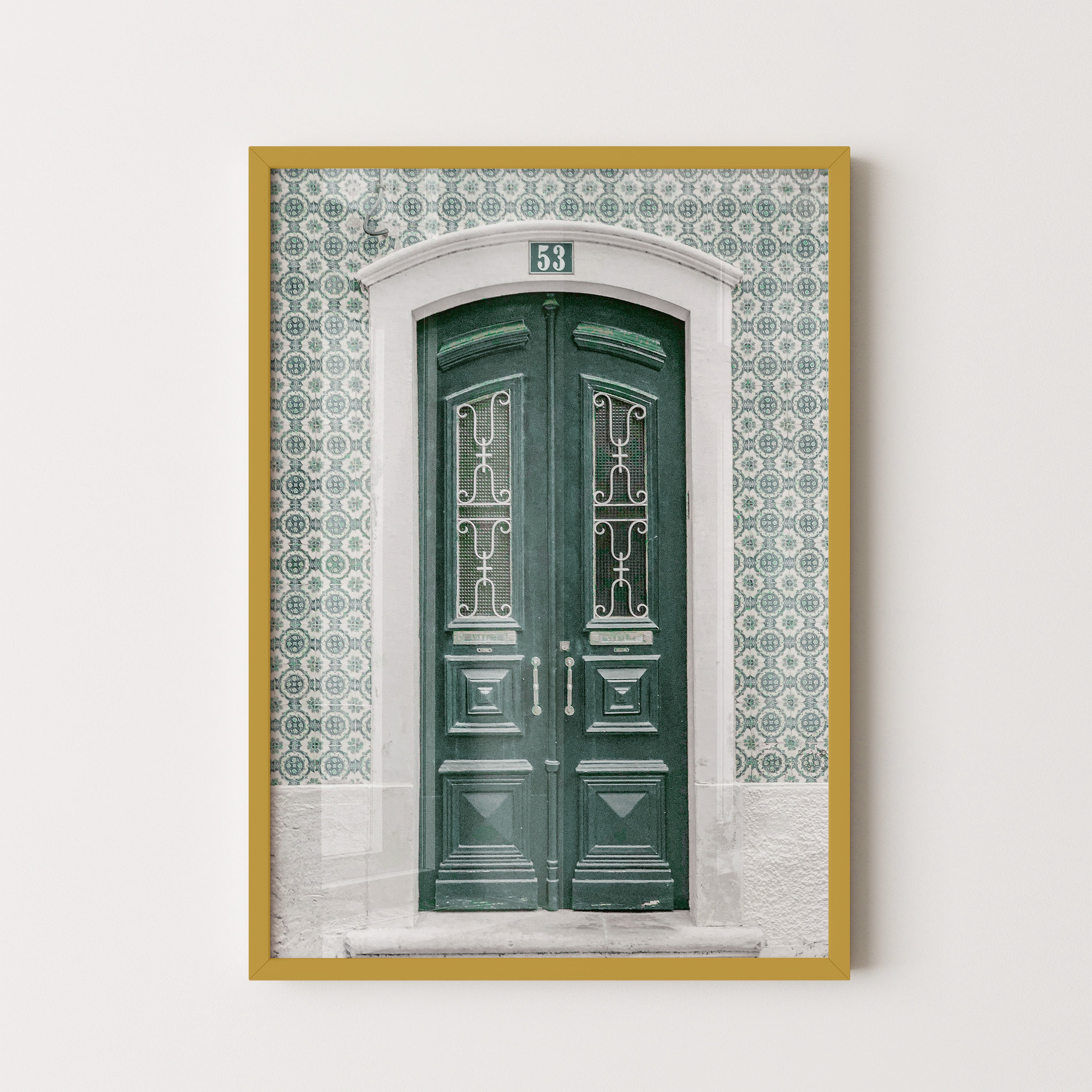 Vintage Green Door With Tile Pattern