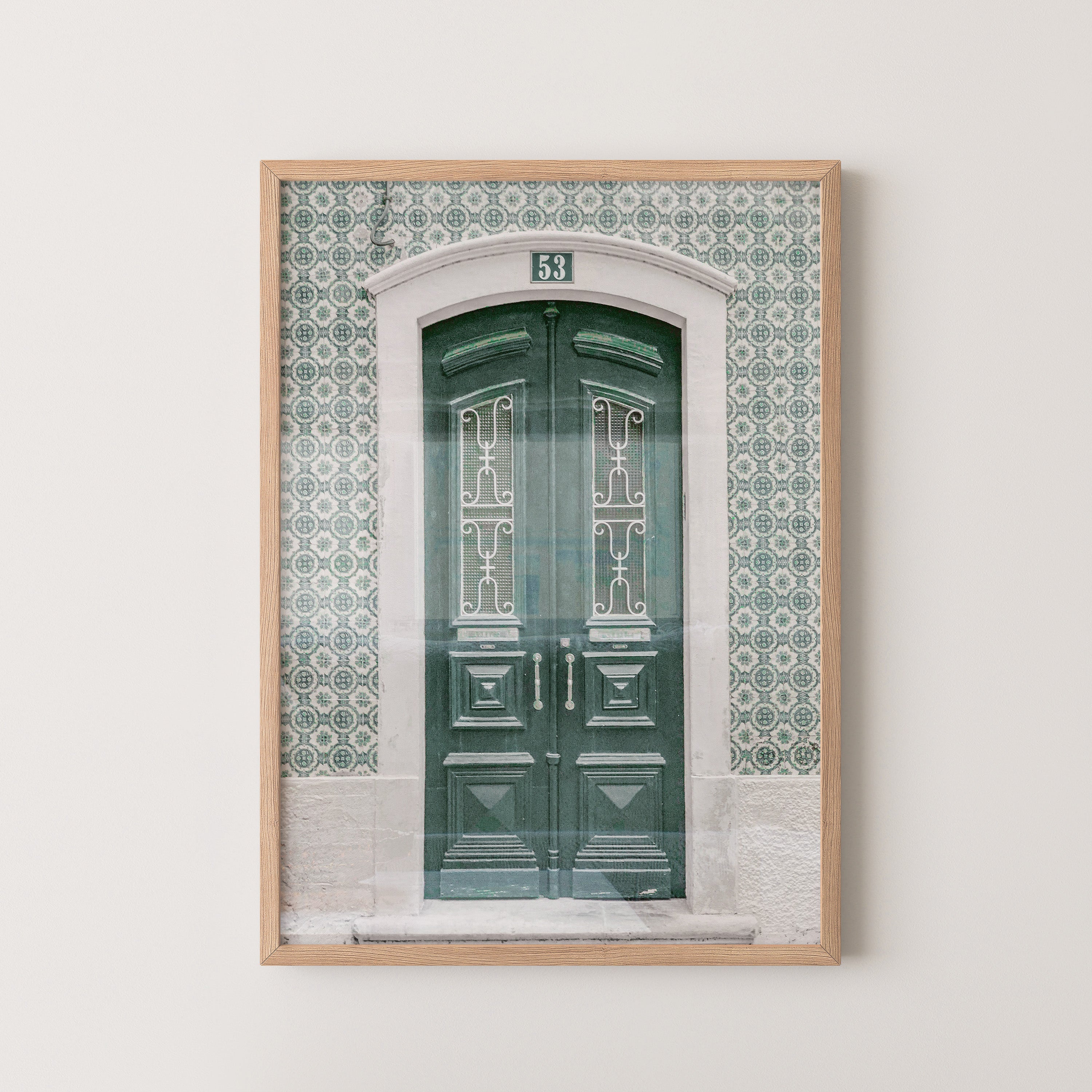 Vintage Green Door With Tile Pattern