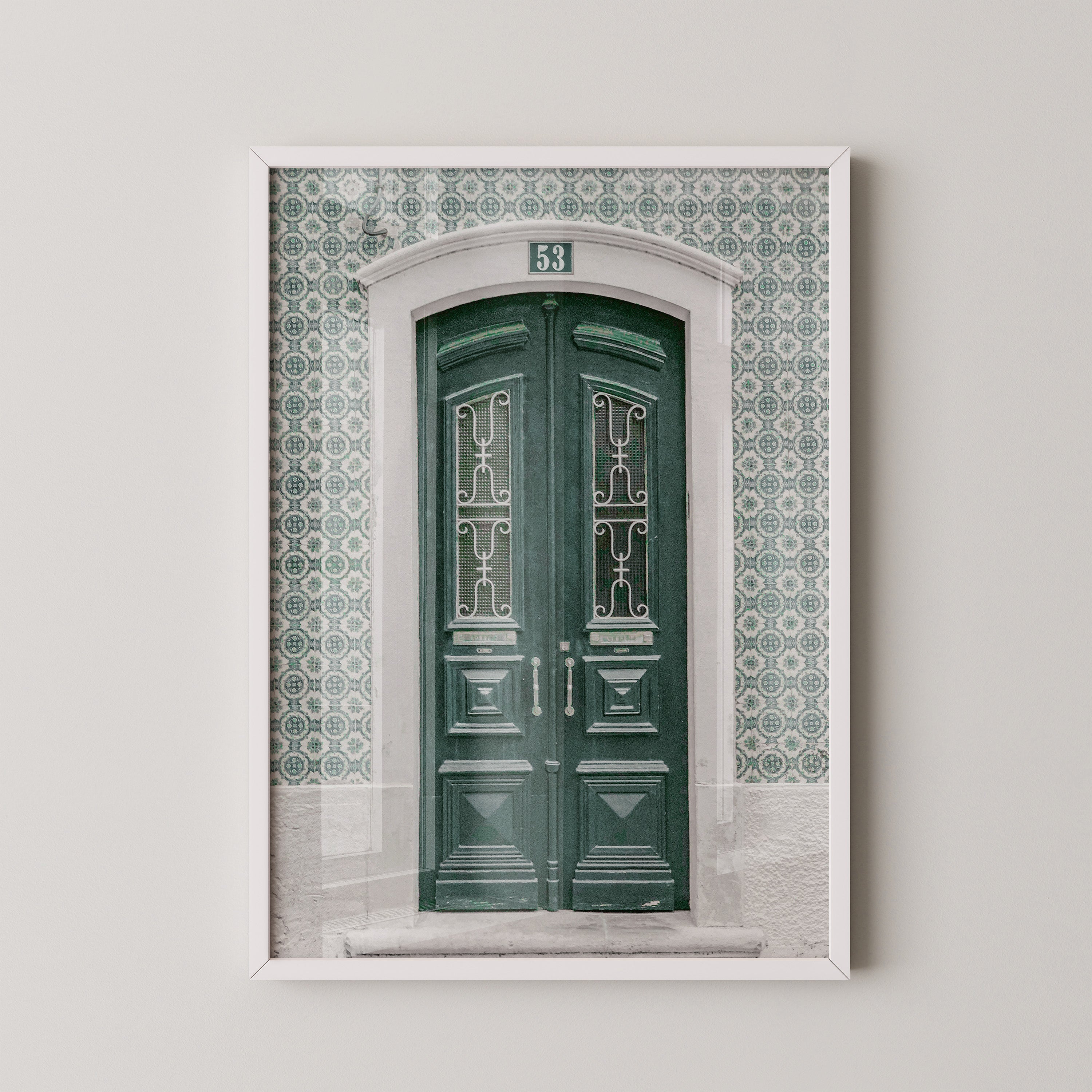 Vintage Green Door With Tile Pattern