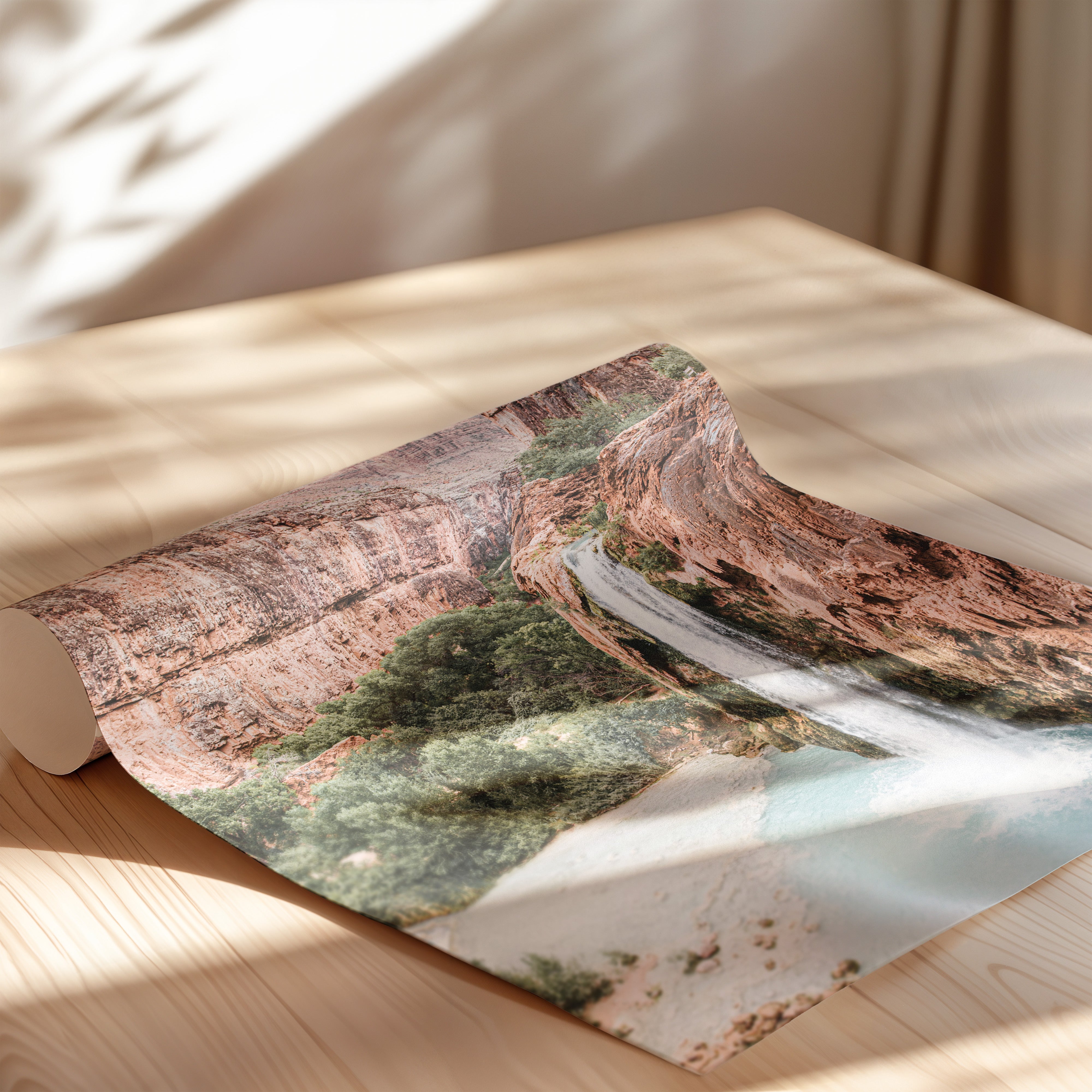 Red Canyon Waterfall – Tranquil Desert Escape