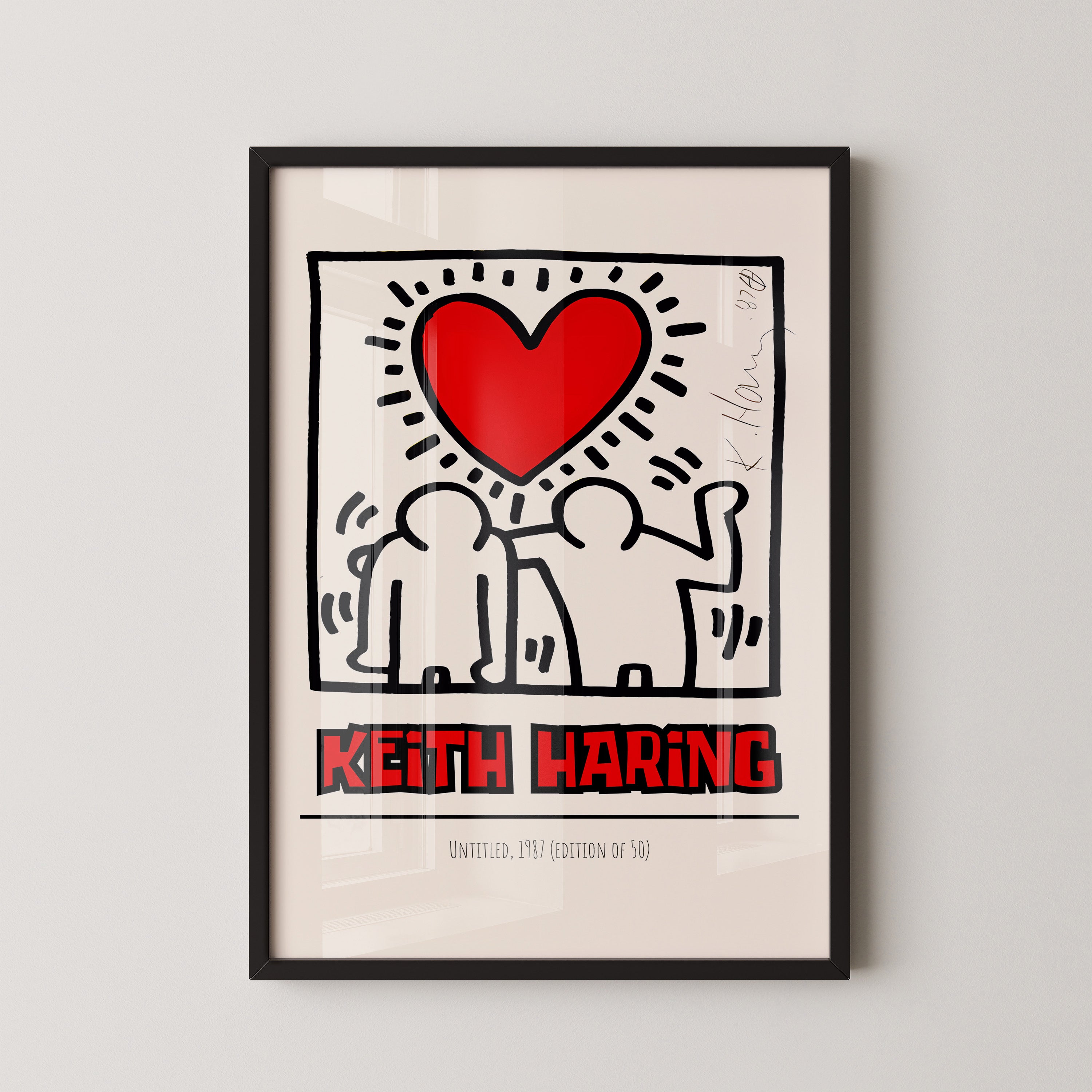 Heart & Figures – Bold Line Art Poster
