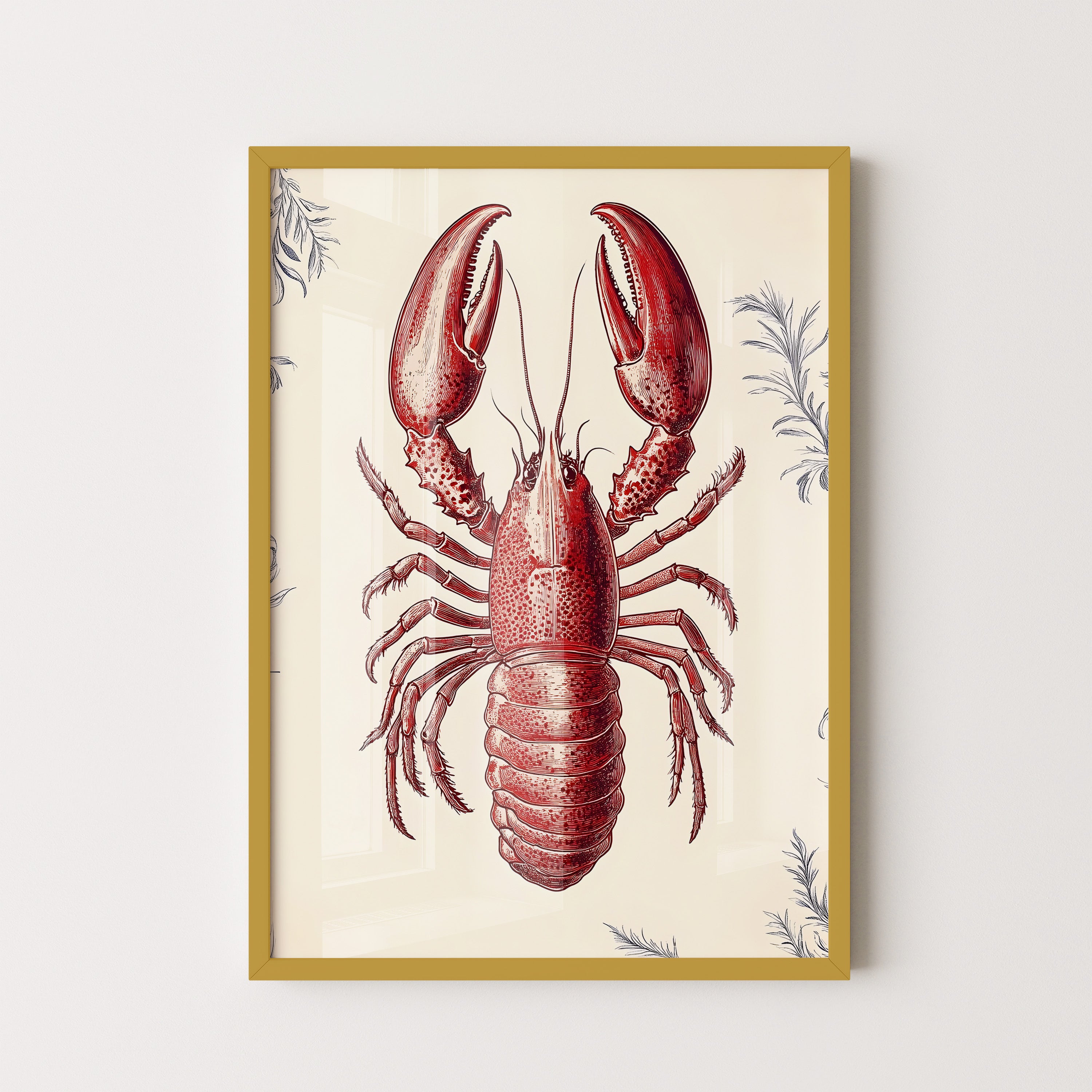 Vintage Scarlet Lobster Study
