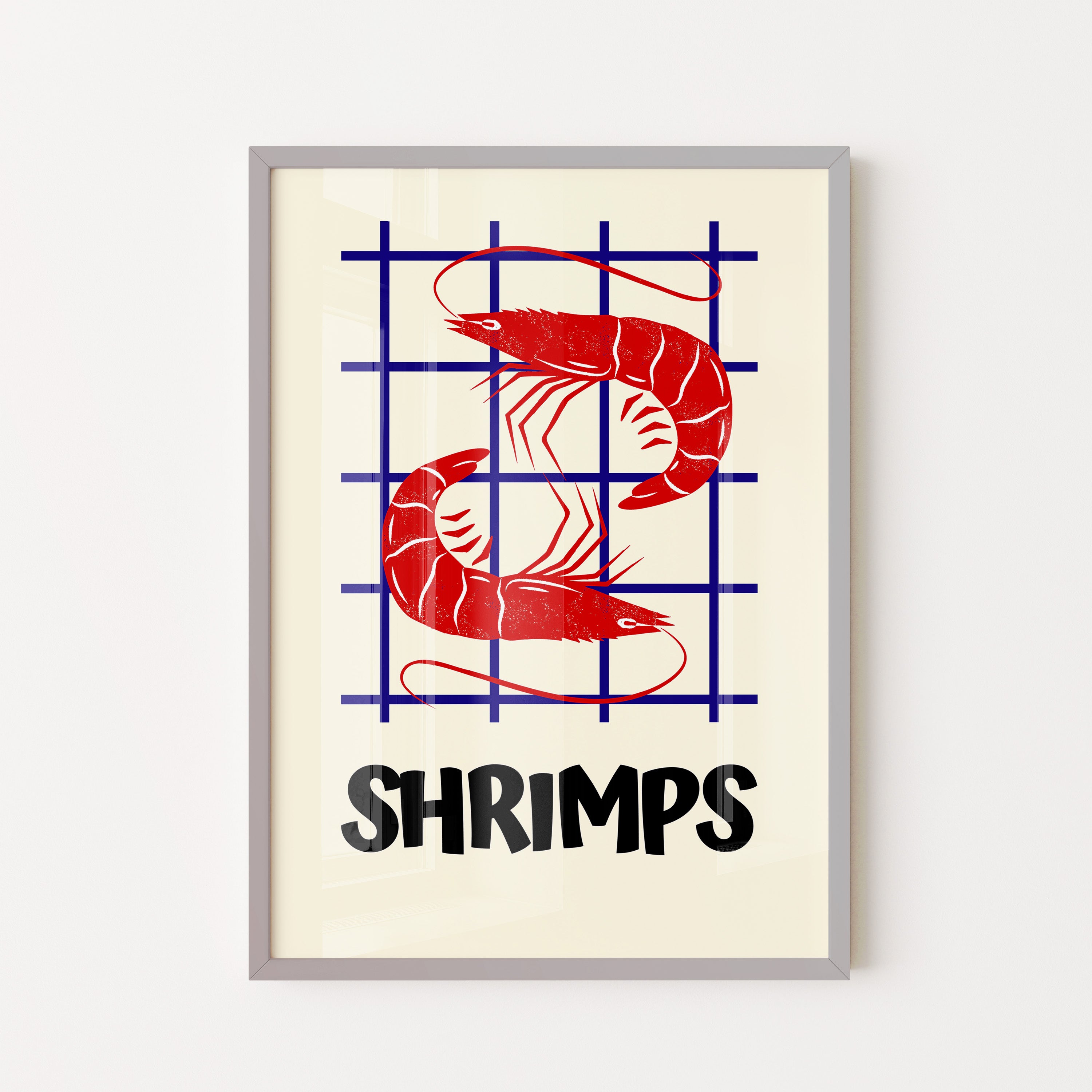 Shrimps on Grid — Retro Kitchen Print