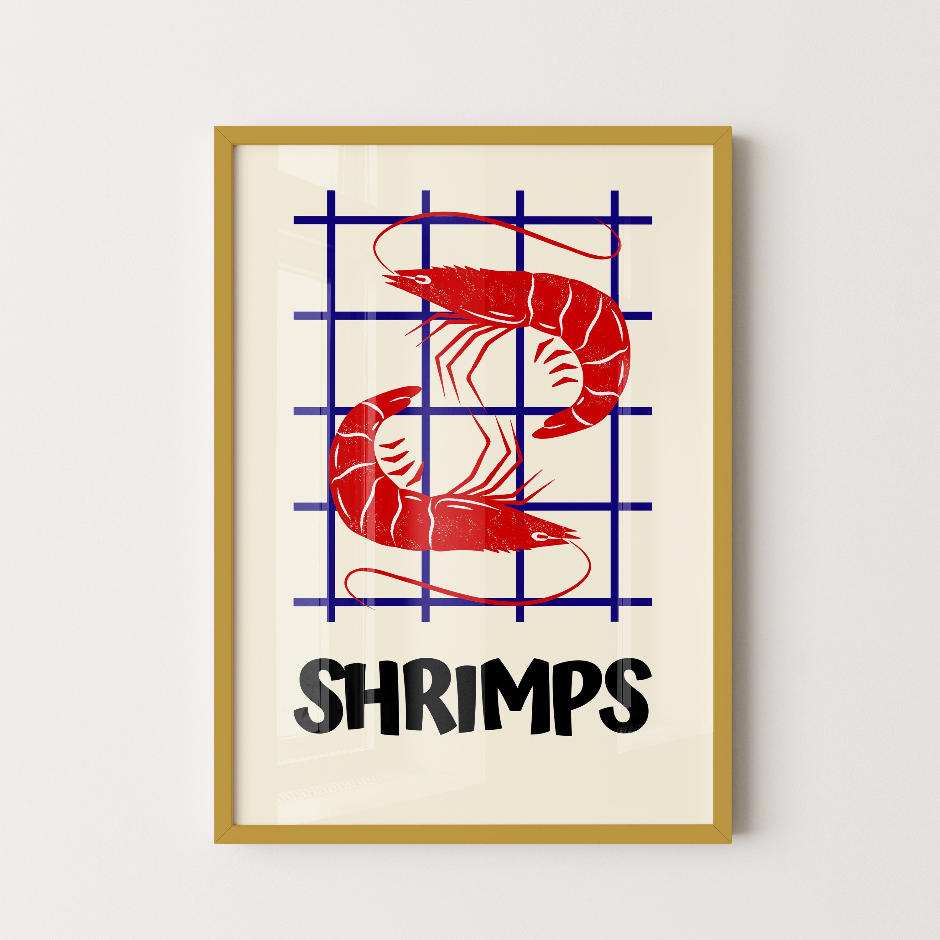 Shrimps on Grid — Retro Kitchen Print