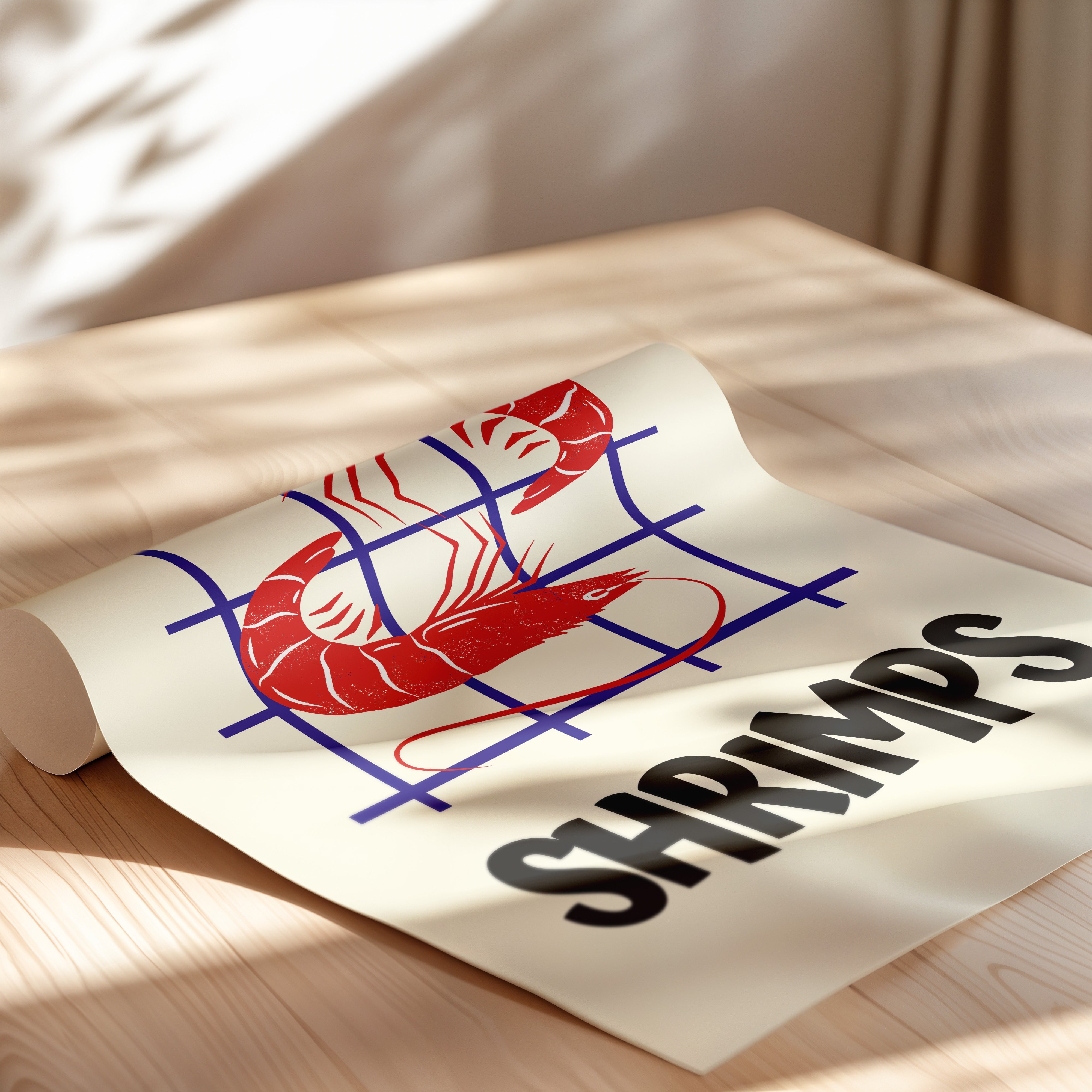Shrimps on Grid — Retro Kitchen Print