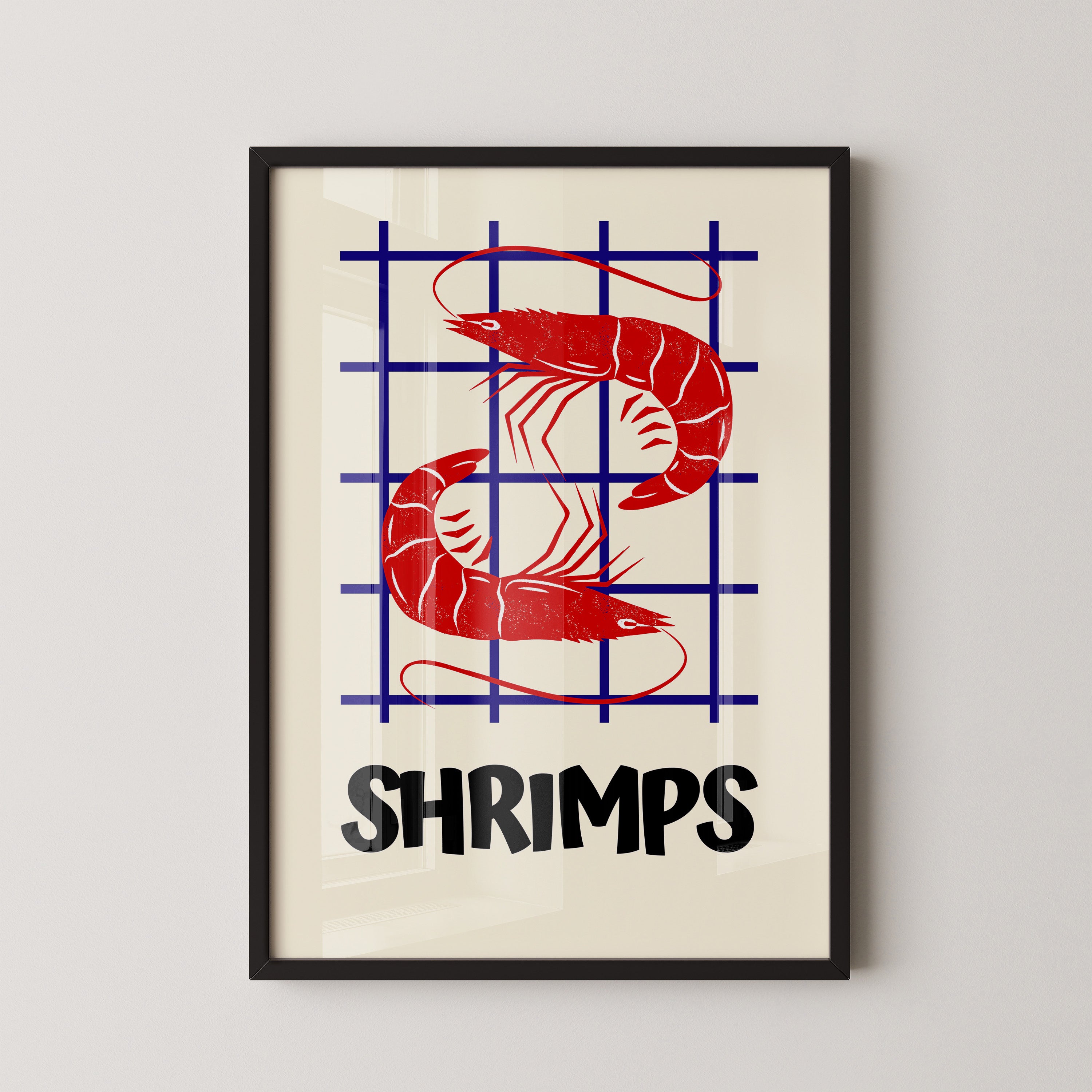 Shrimps on Grid — Retro Kitchen Print
