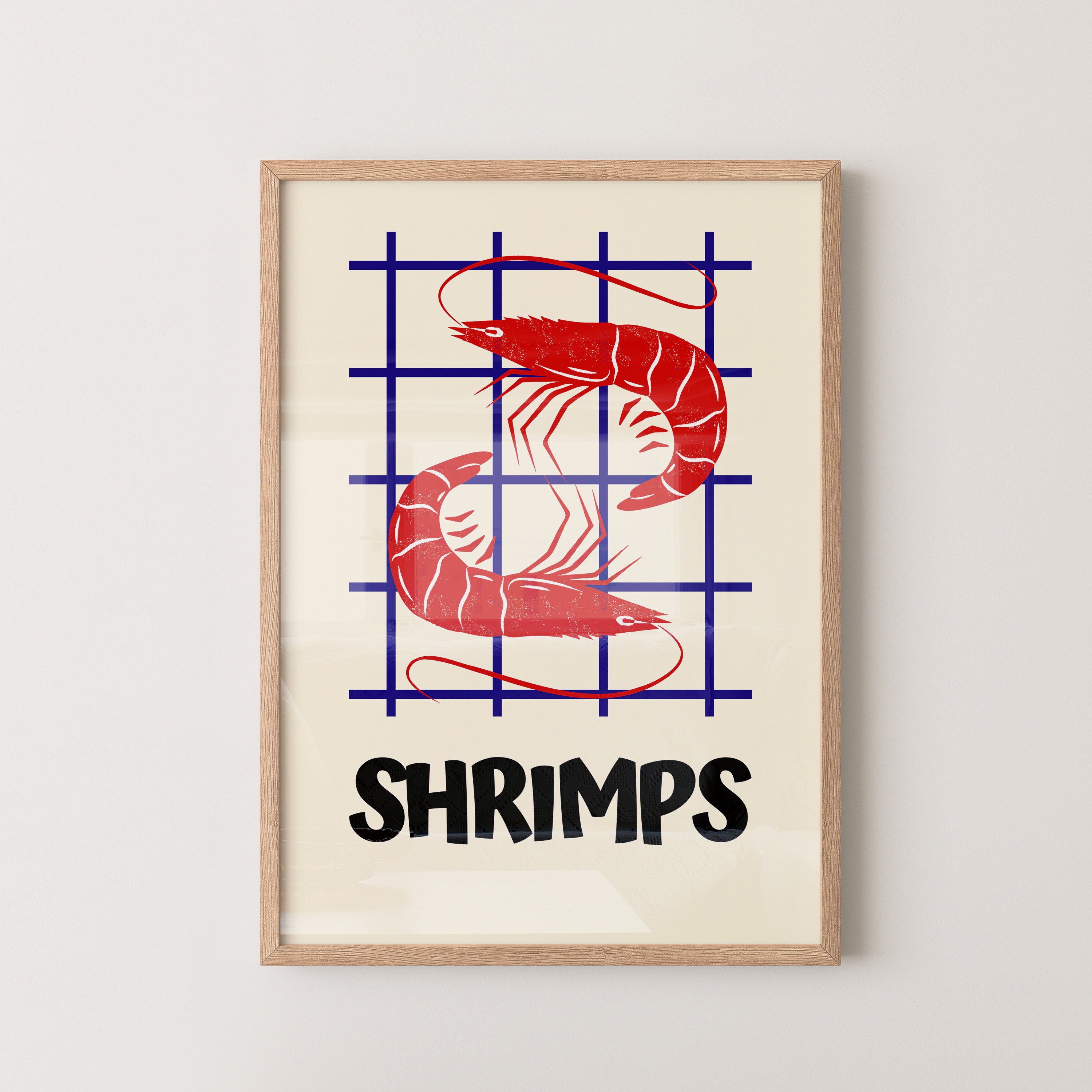 Shrimps on Grid — Retro Kitchen Print