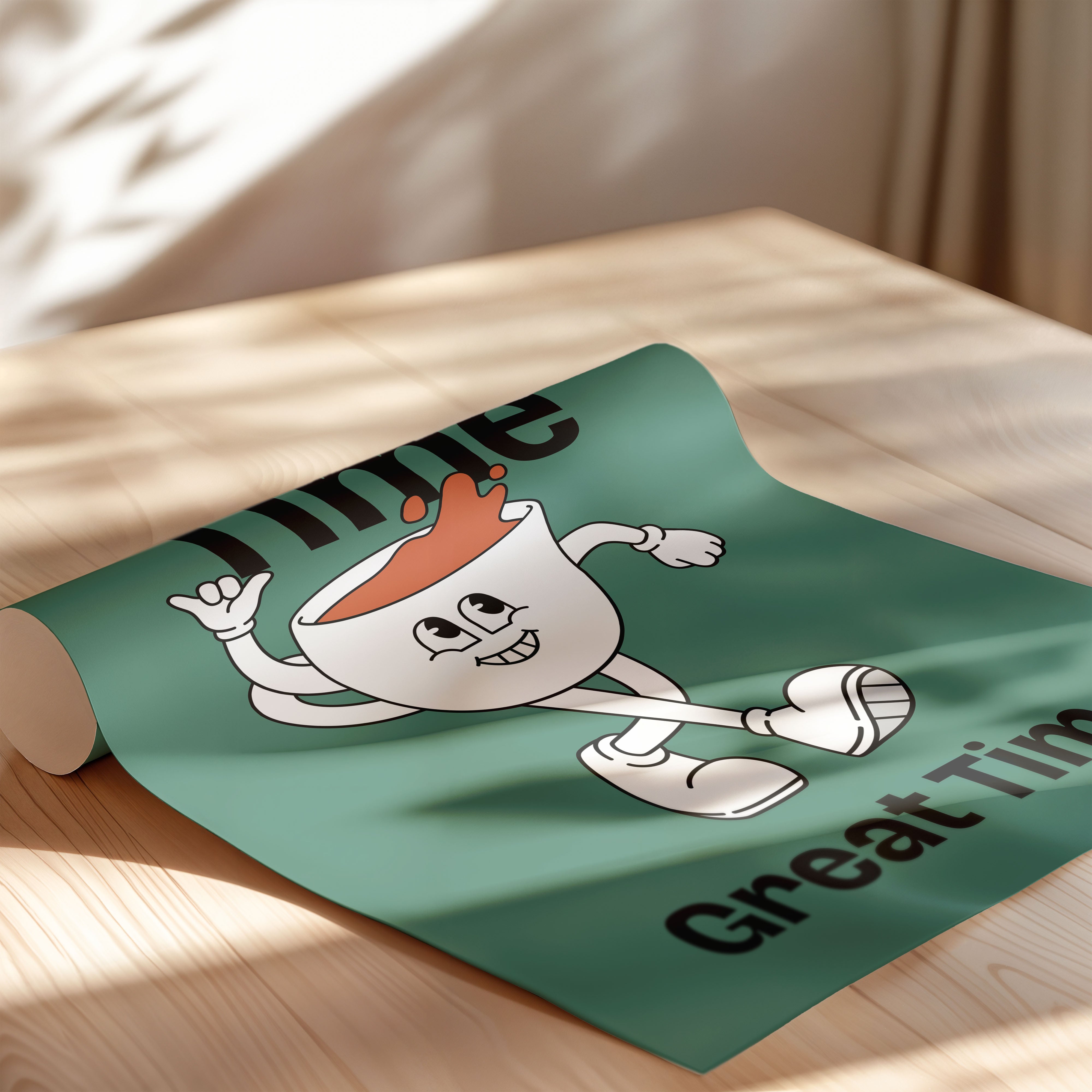 Coffee Time — Retro Cup Mascot