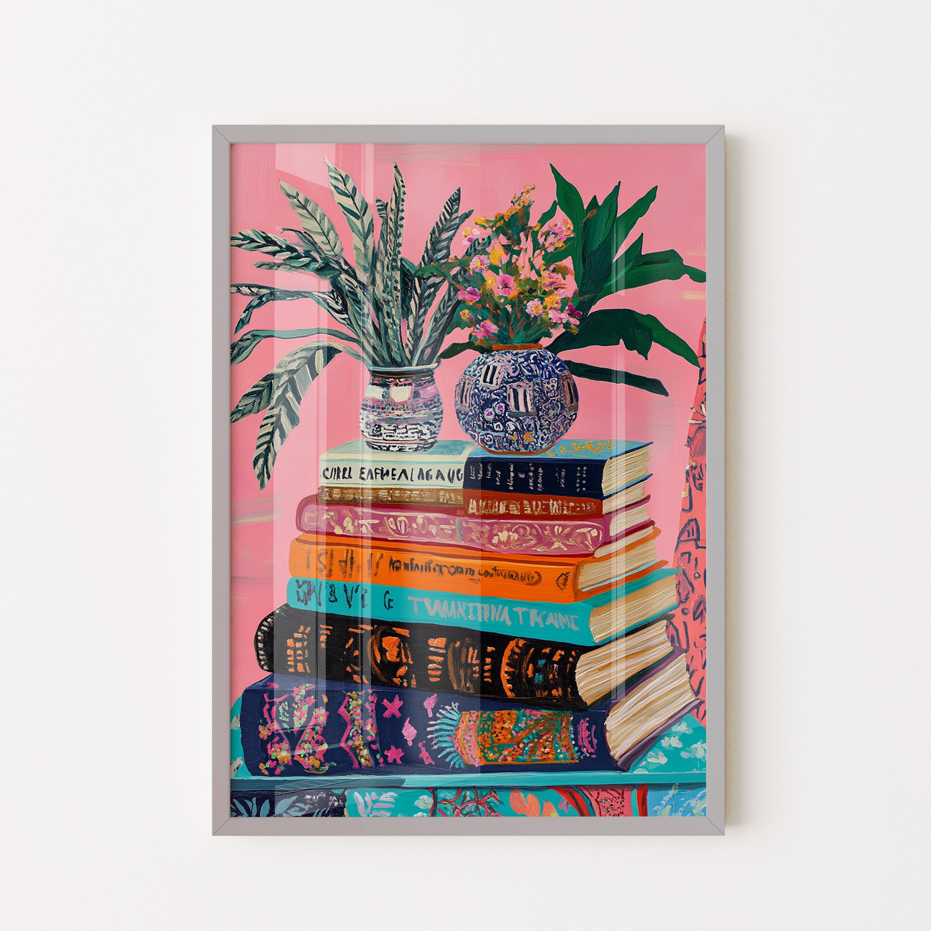 Botanical Library — Floral & Bookshelf Art