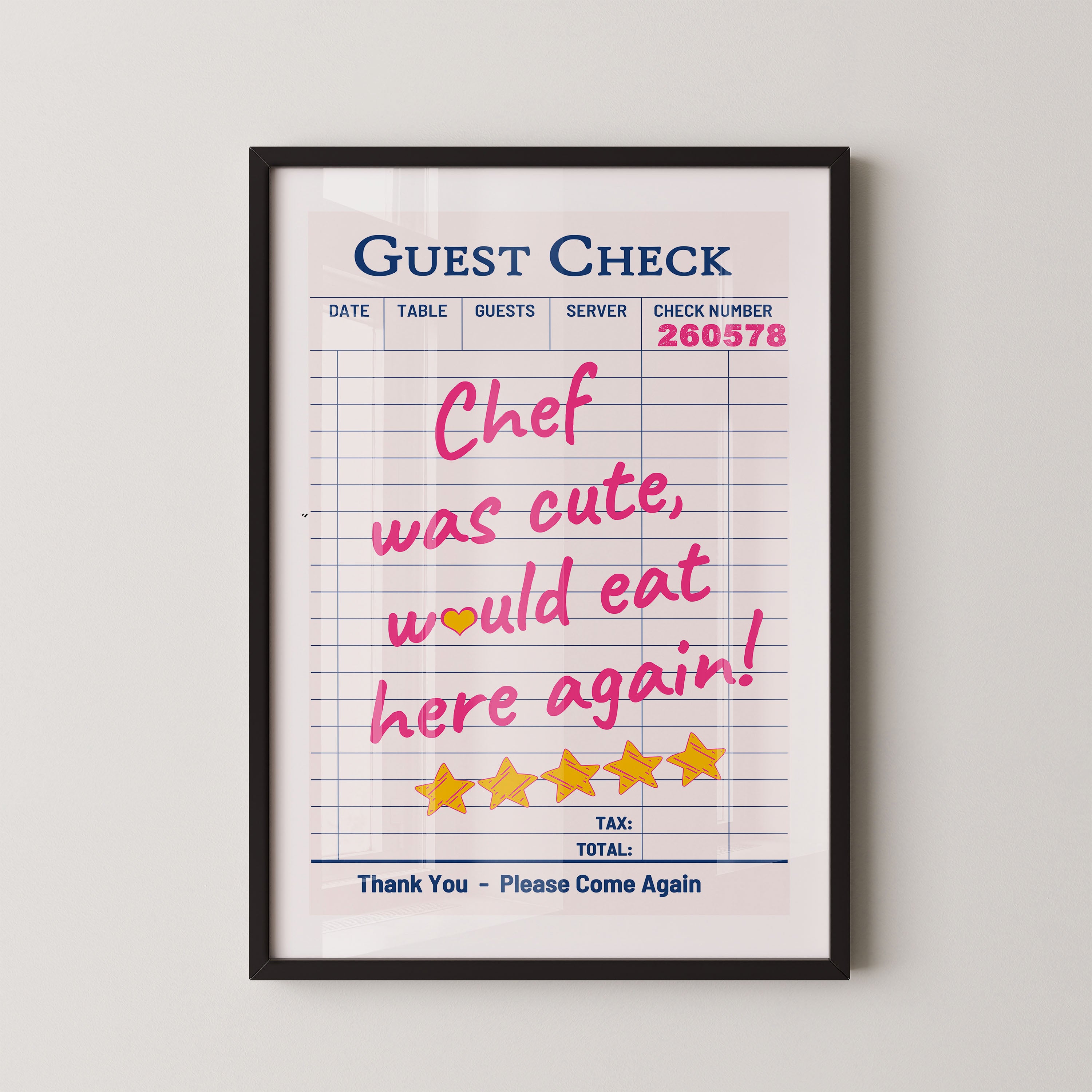 Guest Check — Cute Chef Edition