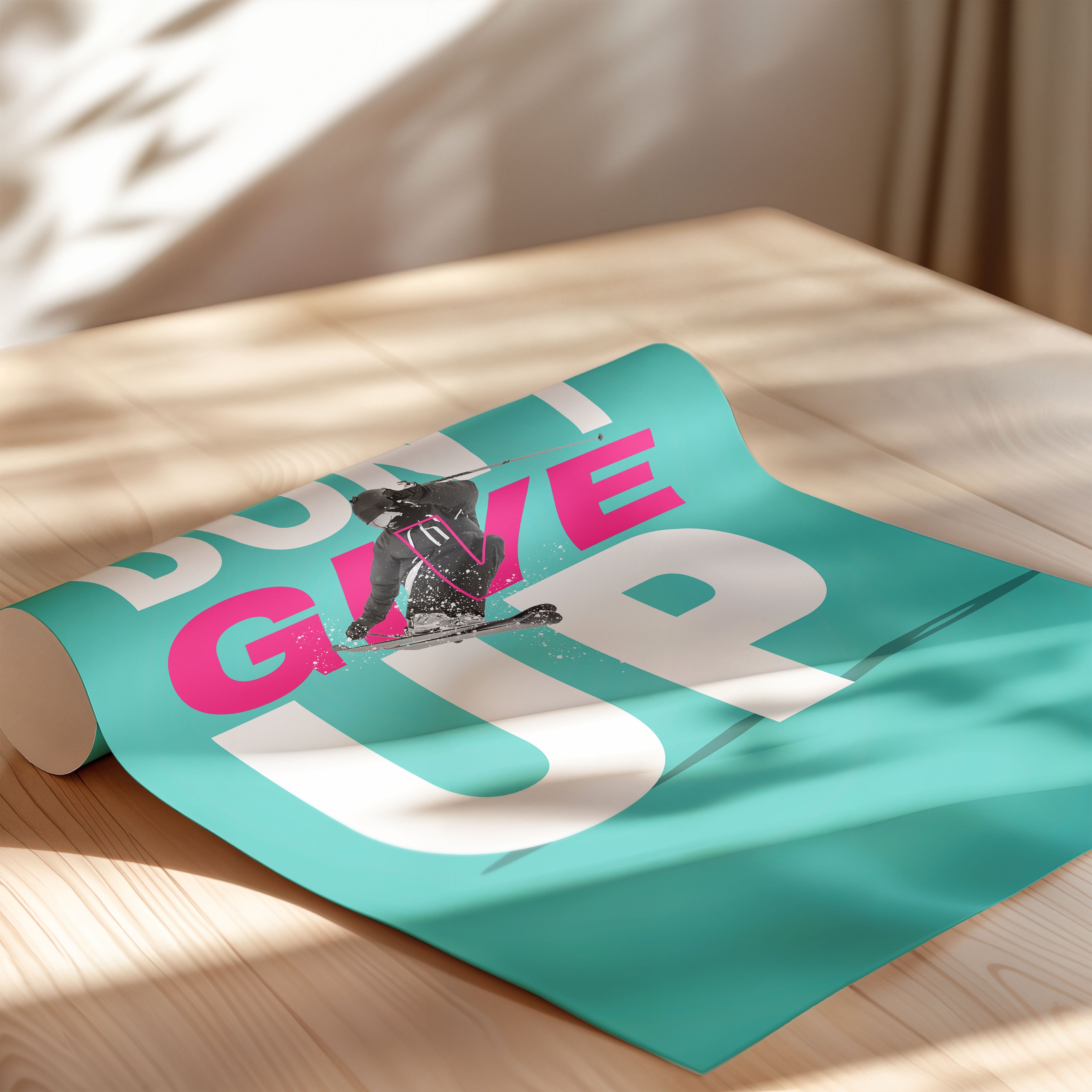 Don’t Give Up – Ski Motivation Poster