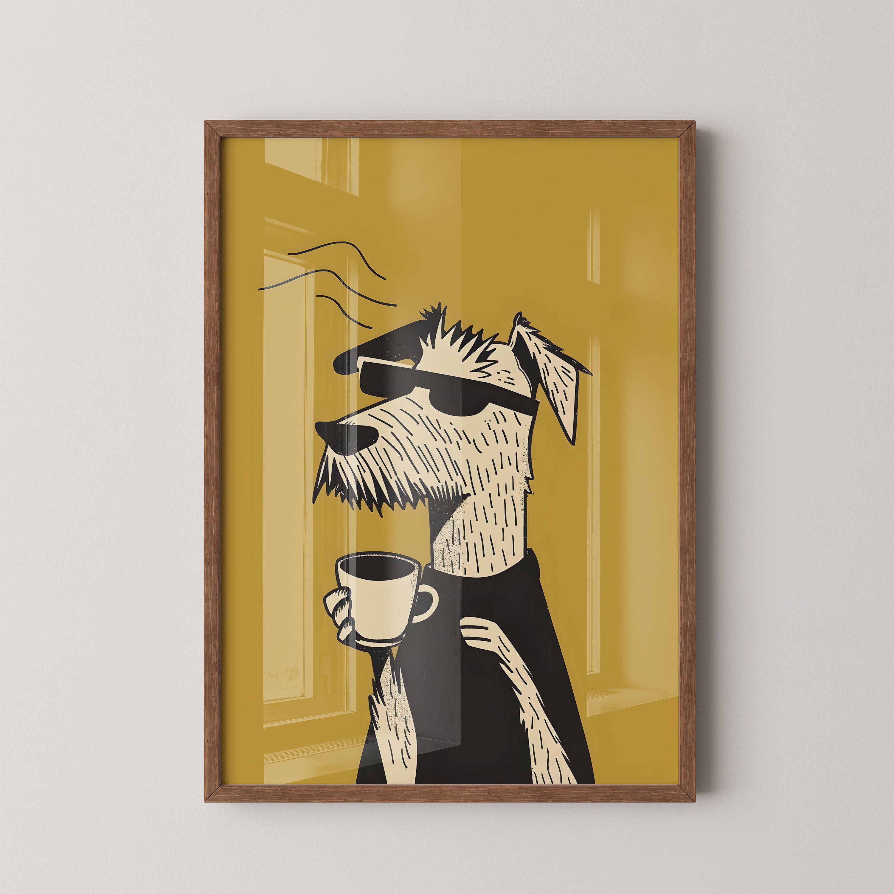 Coffee Break Dog Illustration