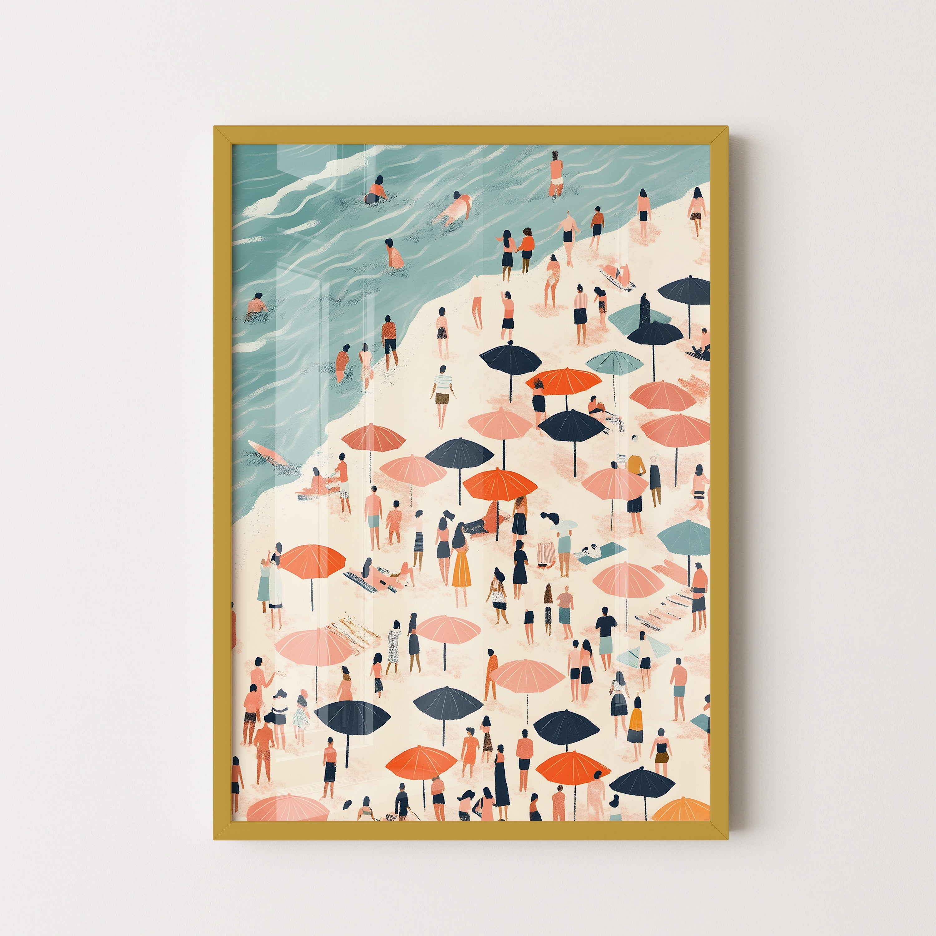 Crowded Beach Day – Coastal Summer Art