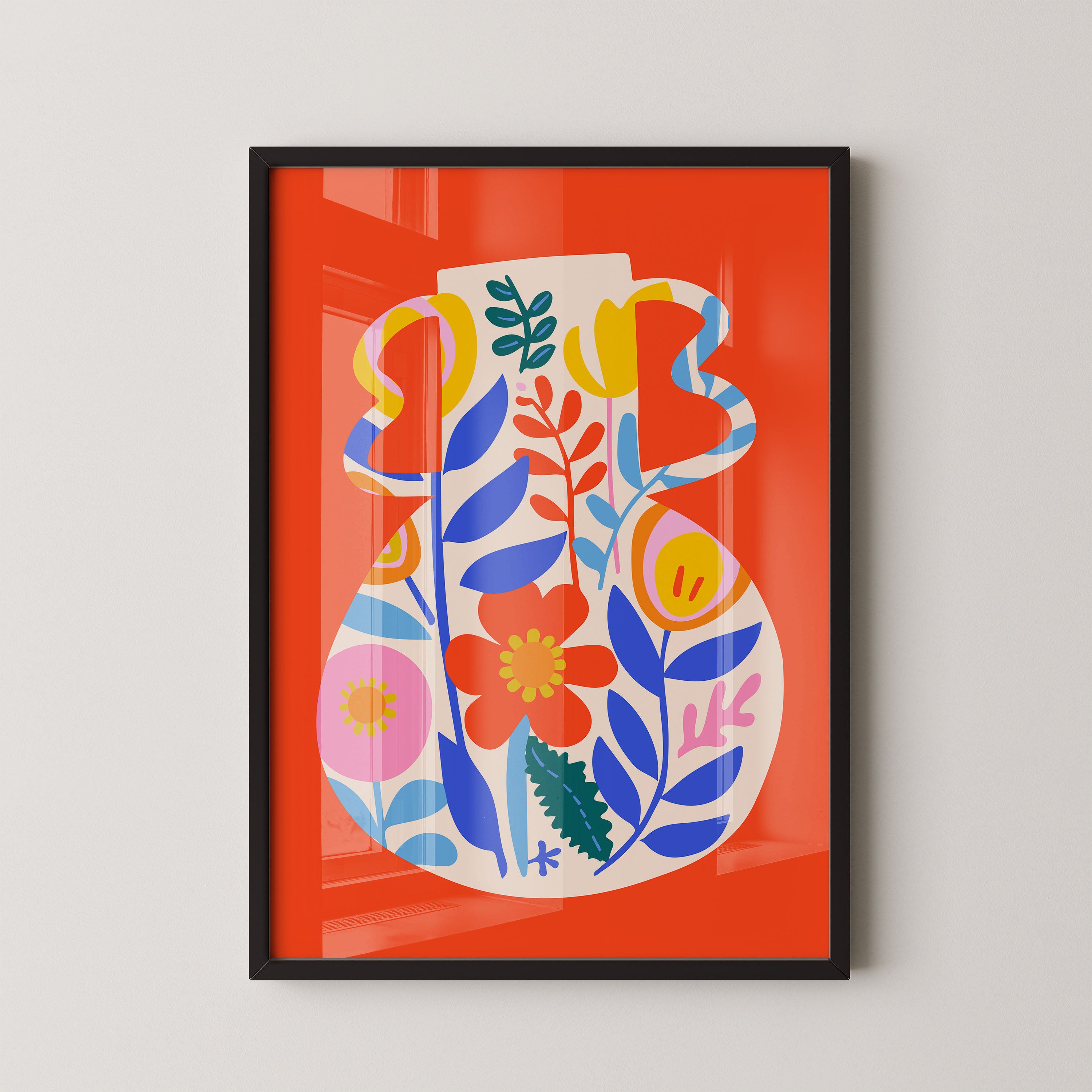 Colorful Floral Vase – Modern Folk Art