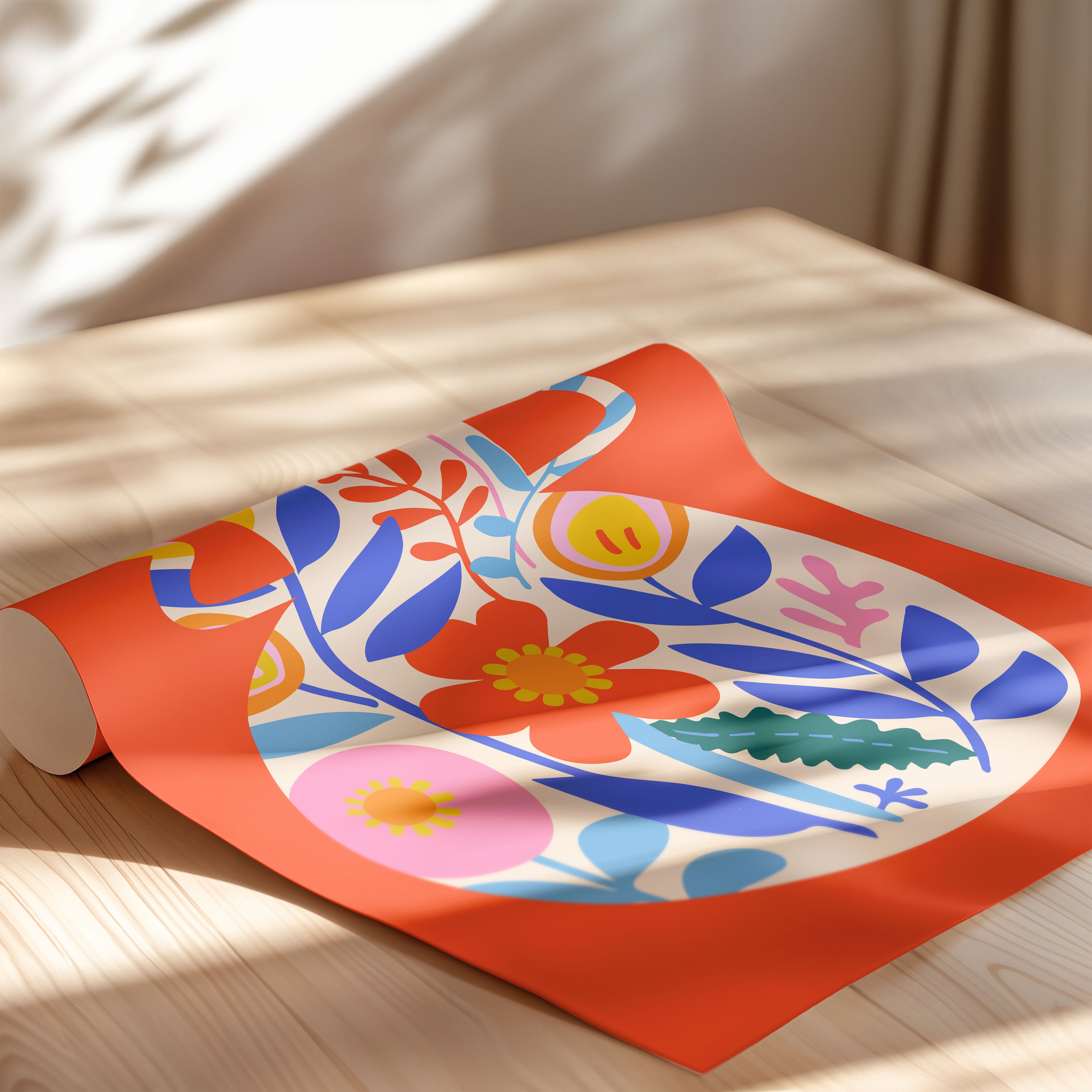 Colorful Floral Vase – Modern Folk Art