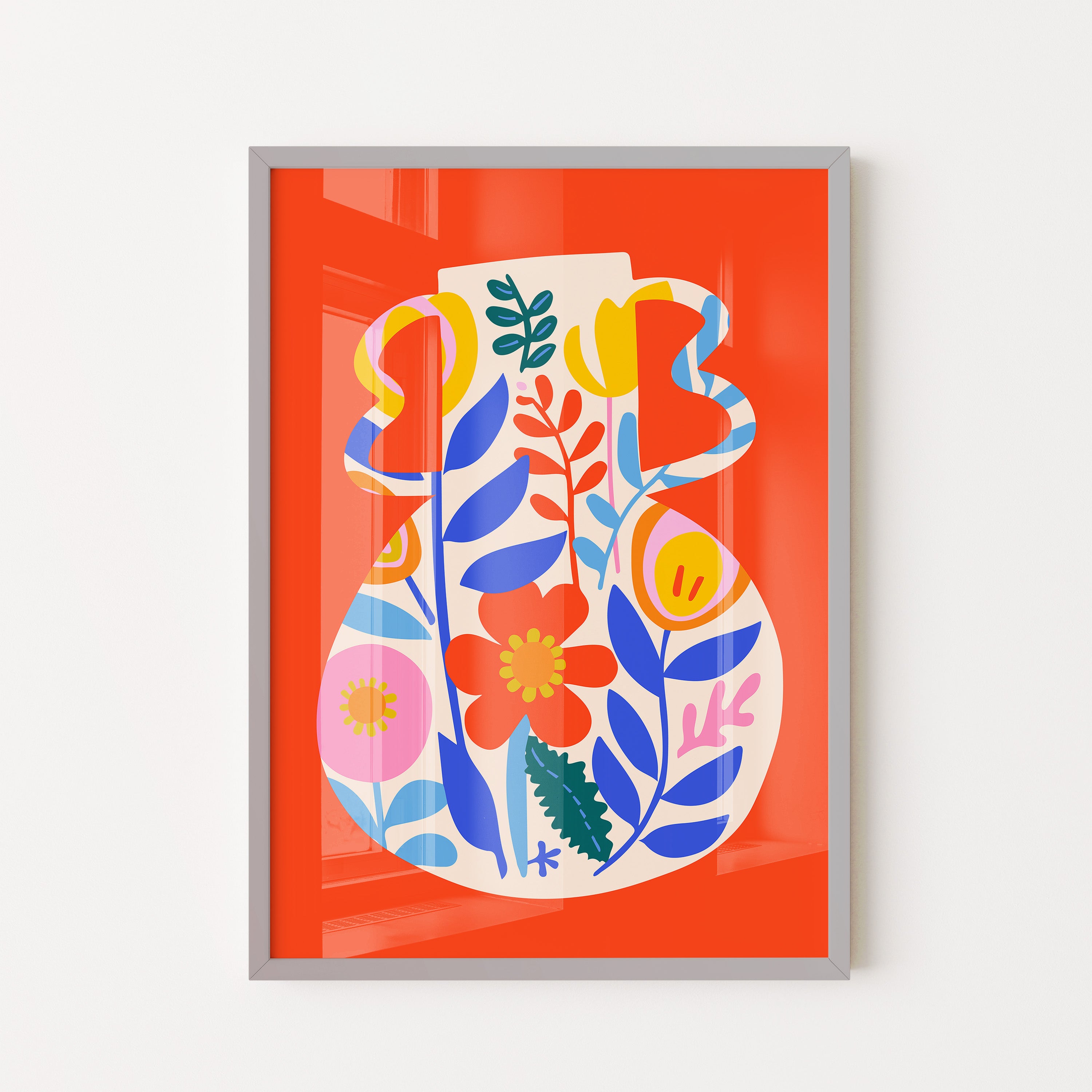 Colorful Floral Vase – Modern Folk Art
