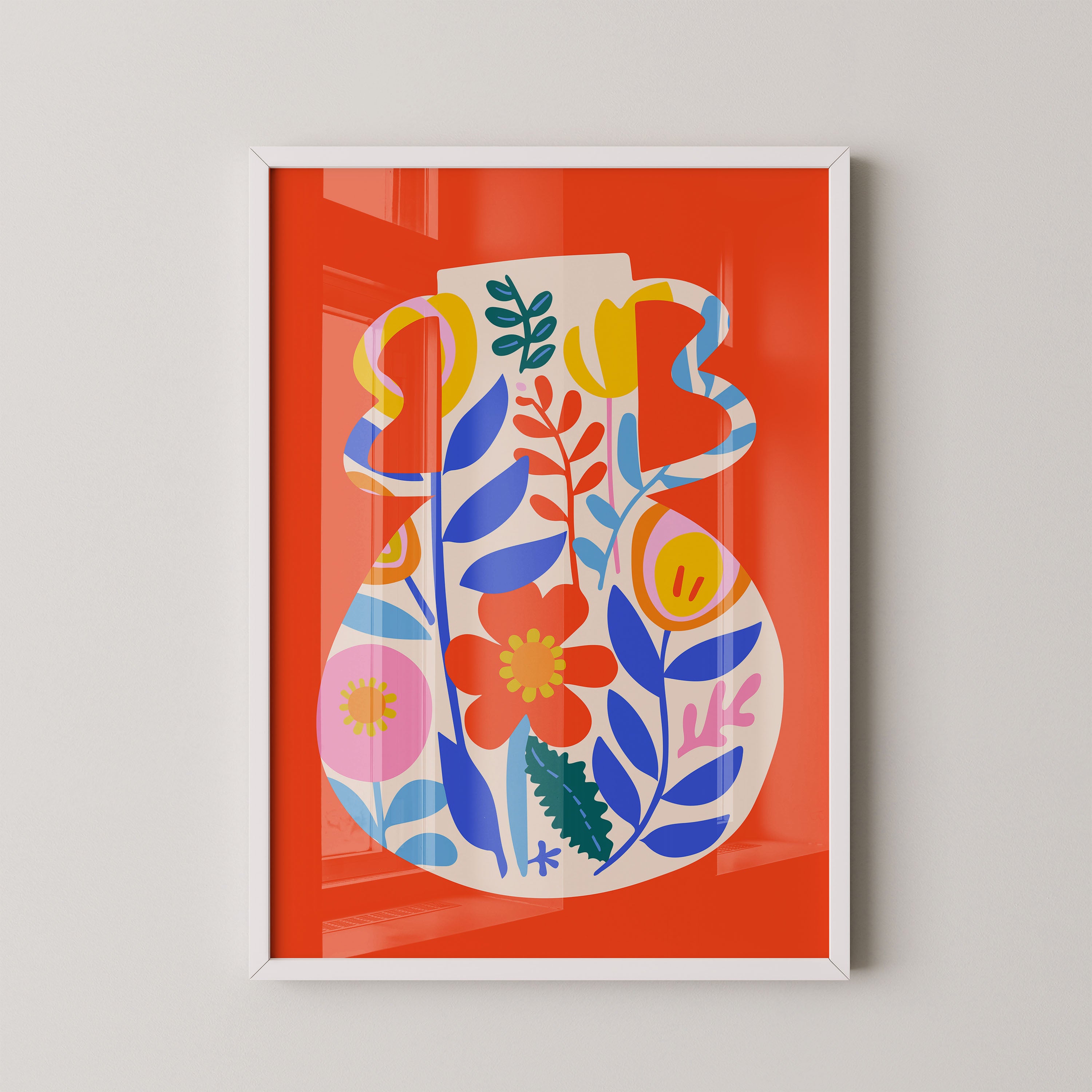 Colorful Floral Vase – Modern Folk Art