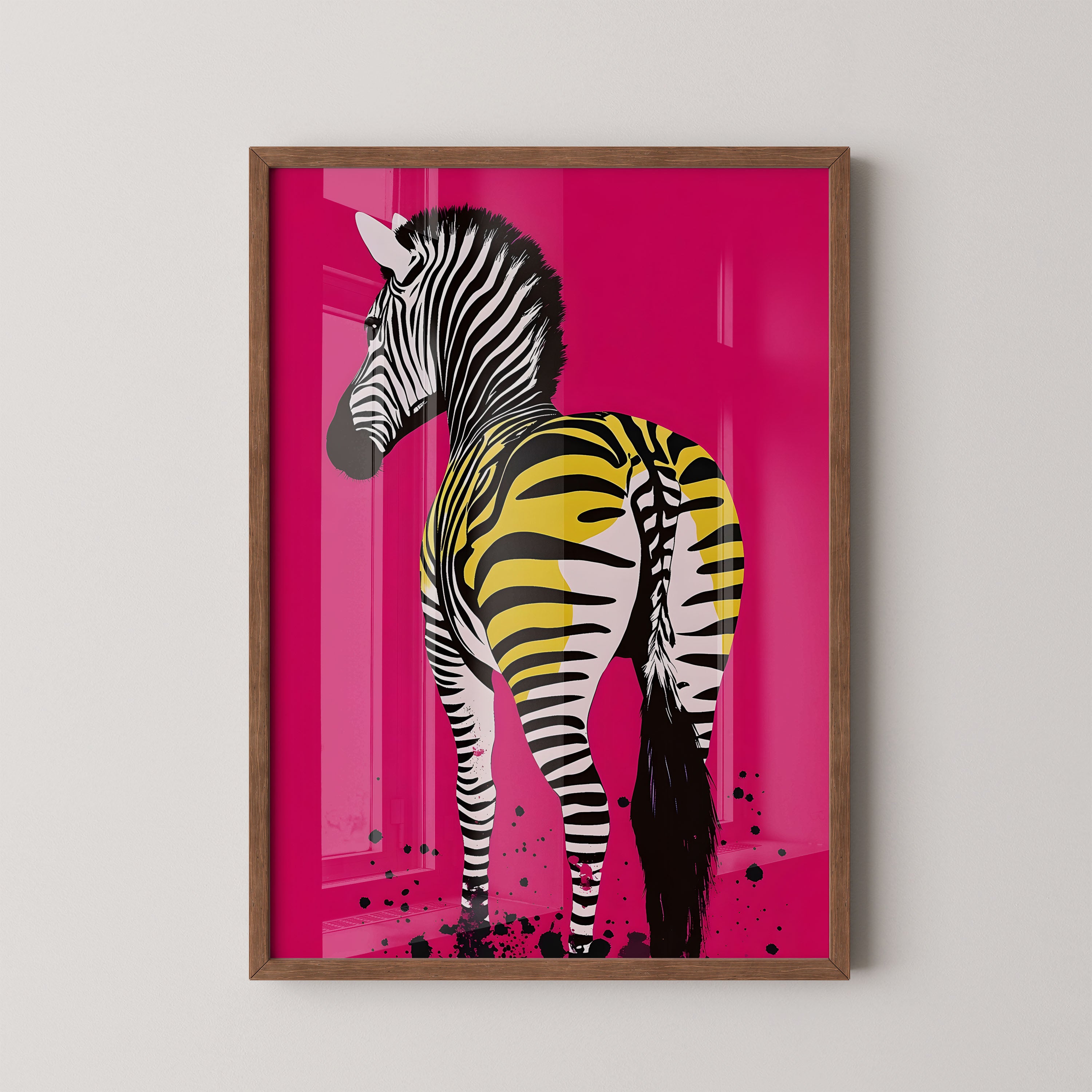 Zebra In Neon Pink – Pop Art Contrast