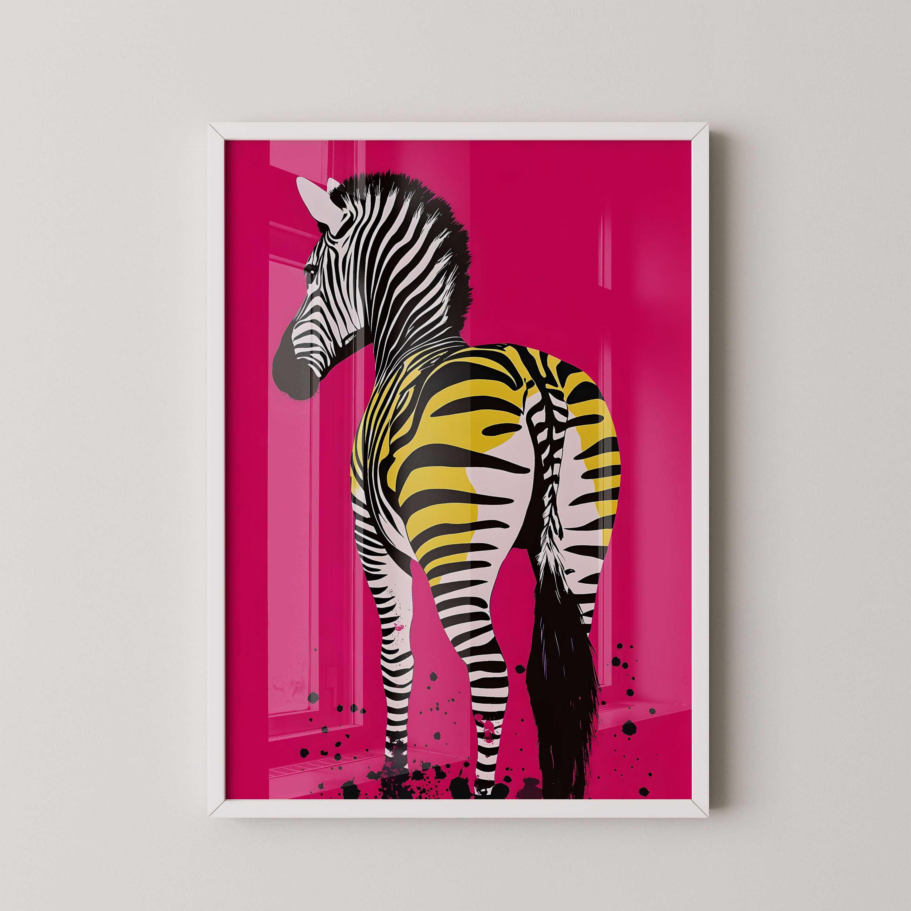Zebra In Neon Pink – Pop Art Contrast
