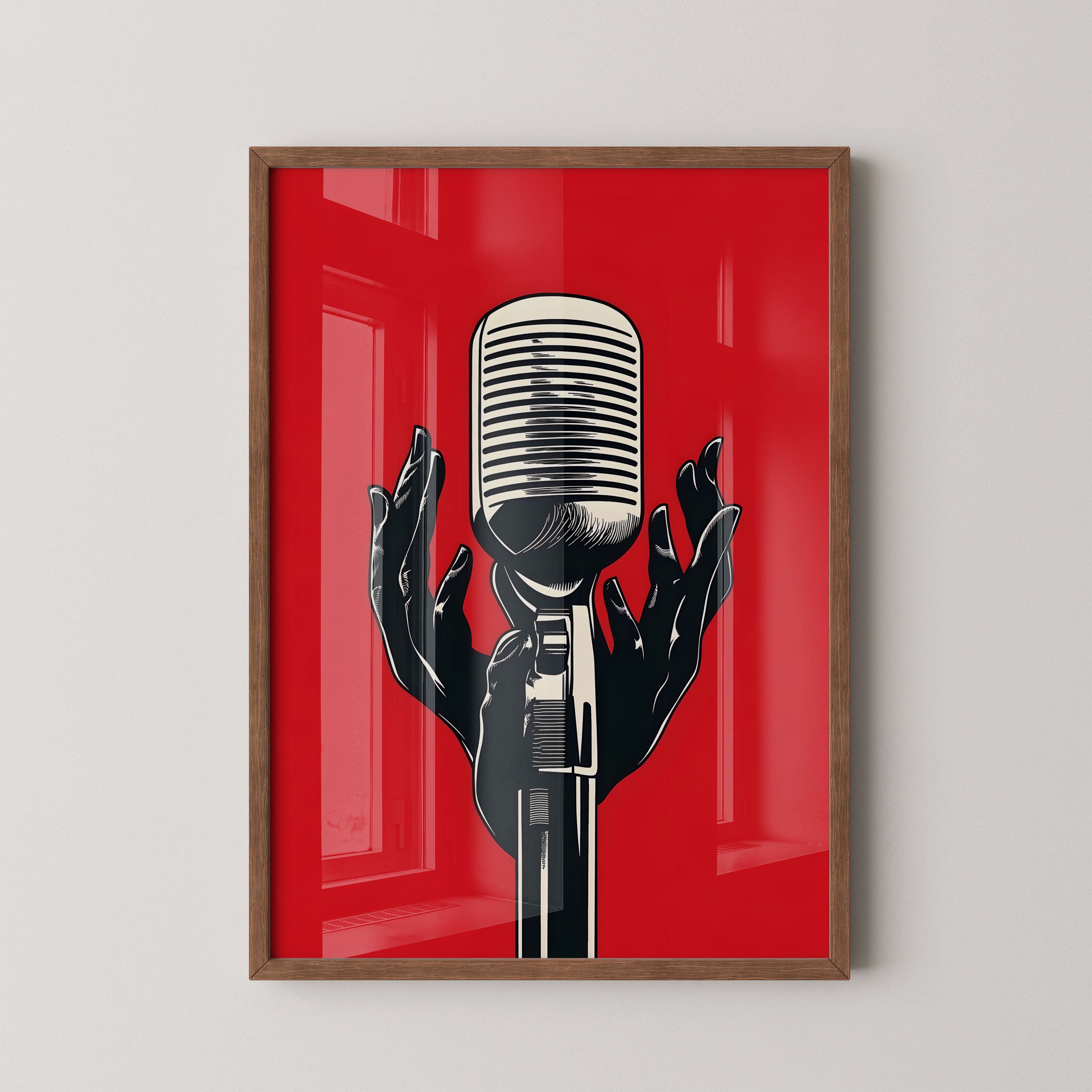 Vintage Microphone Moment – Bold Graphic Art