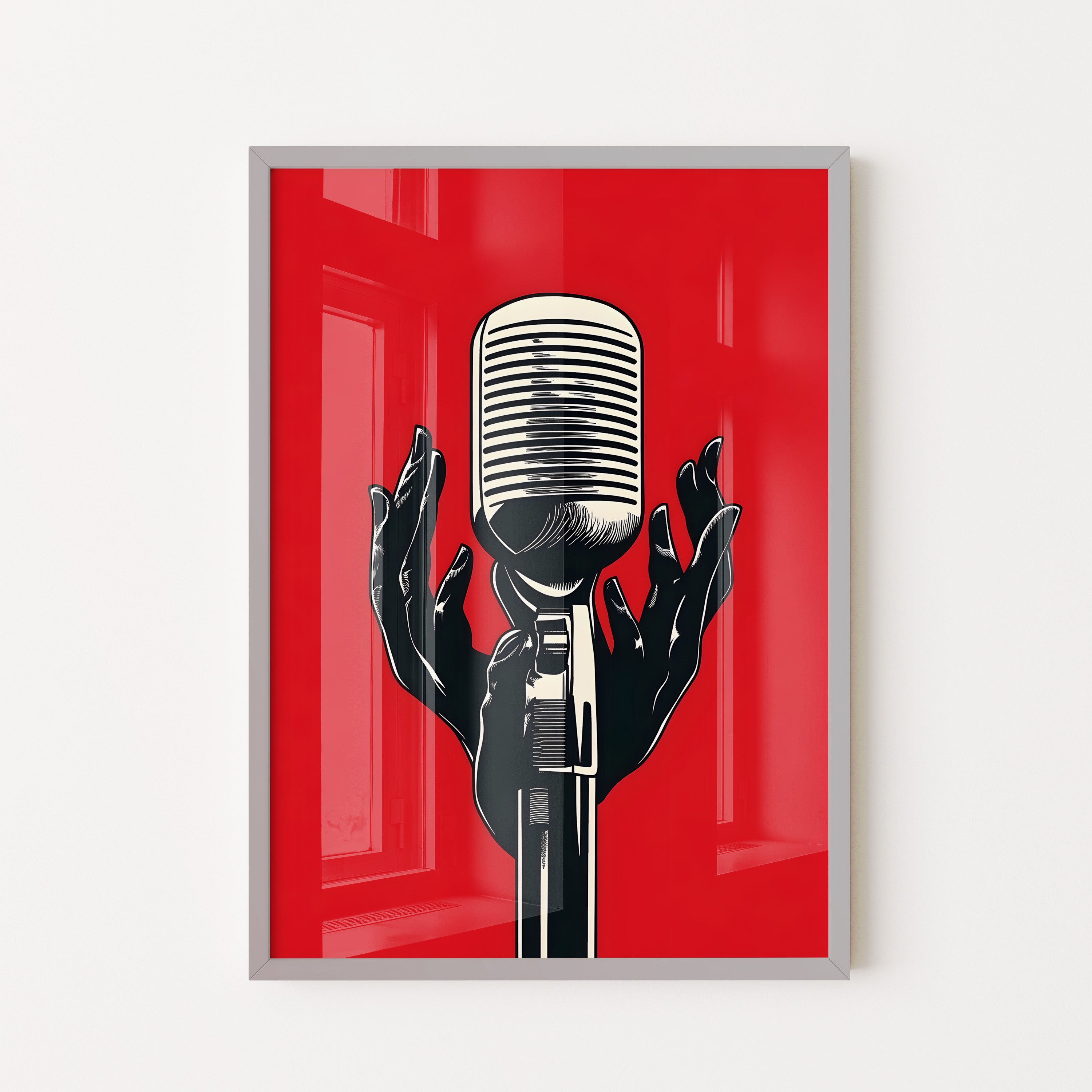 Vintage Microphone Moment – Bold Graphic Art