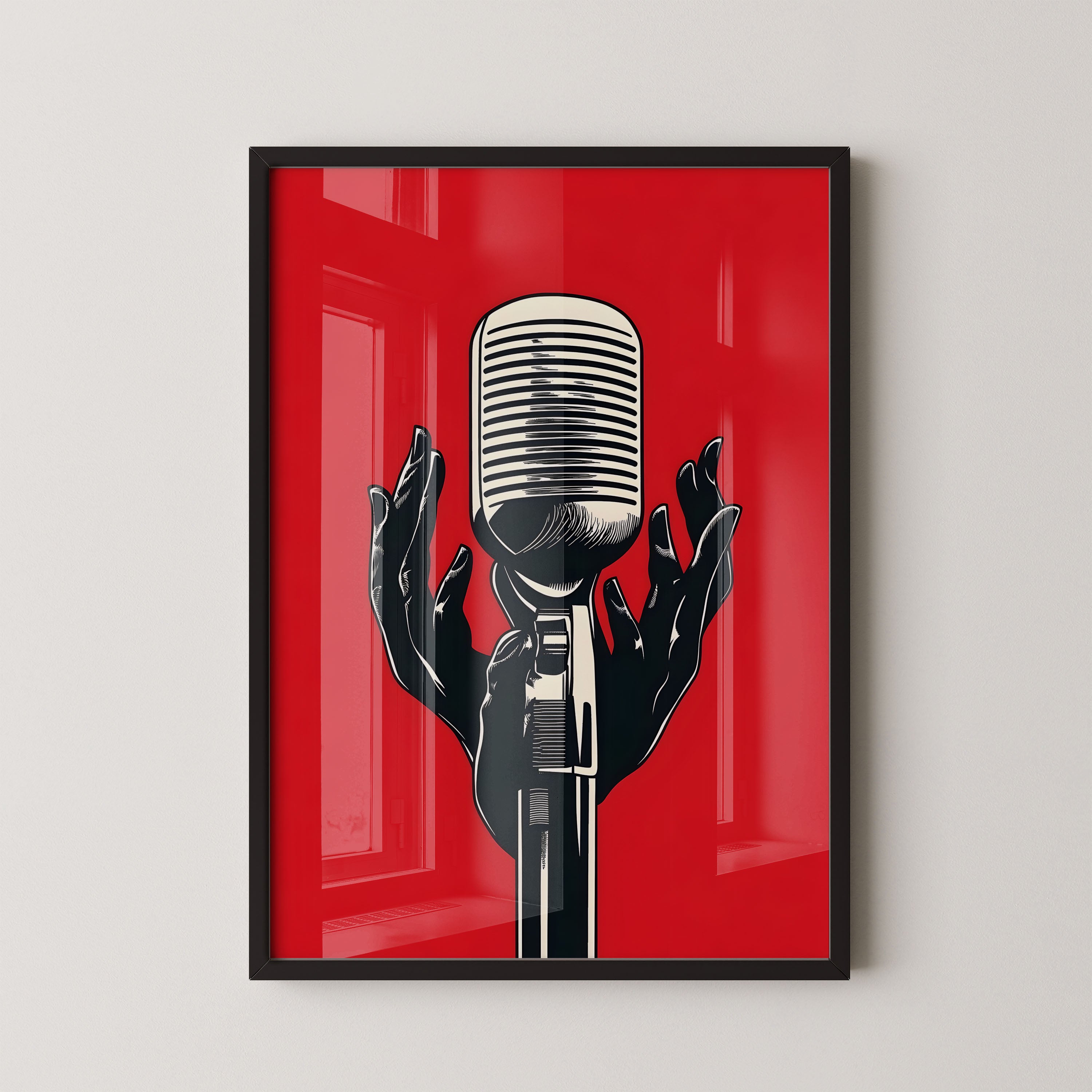 Vintage Microphone Moment – Bold Graphic Art