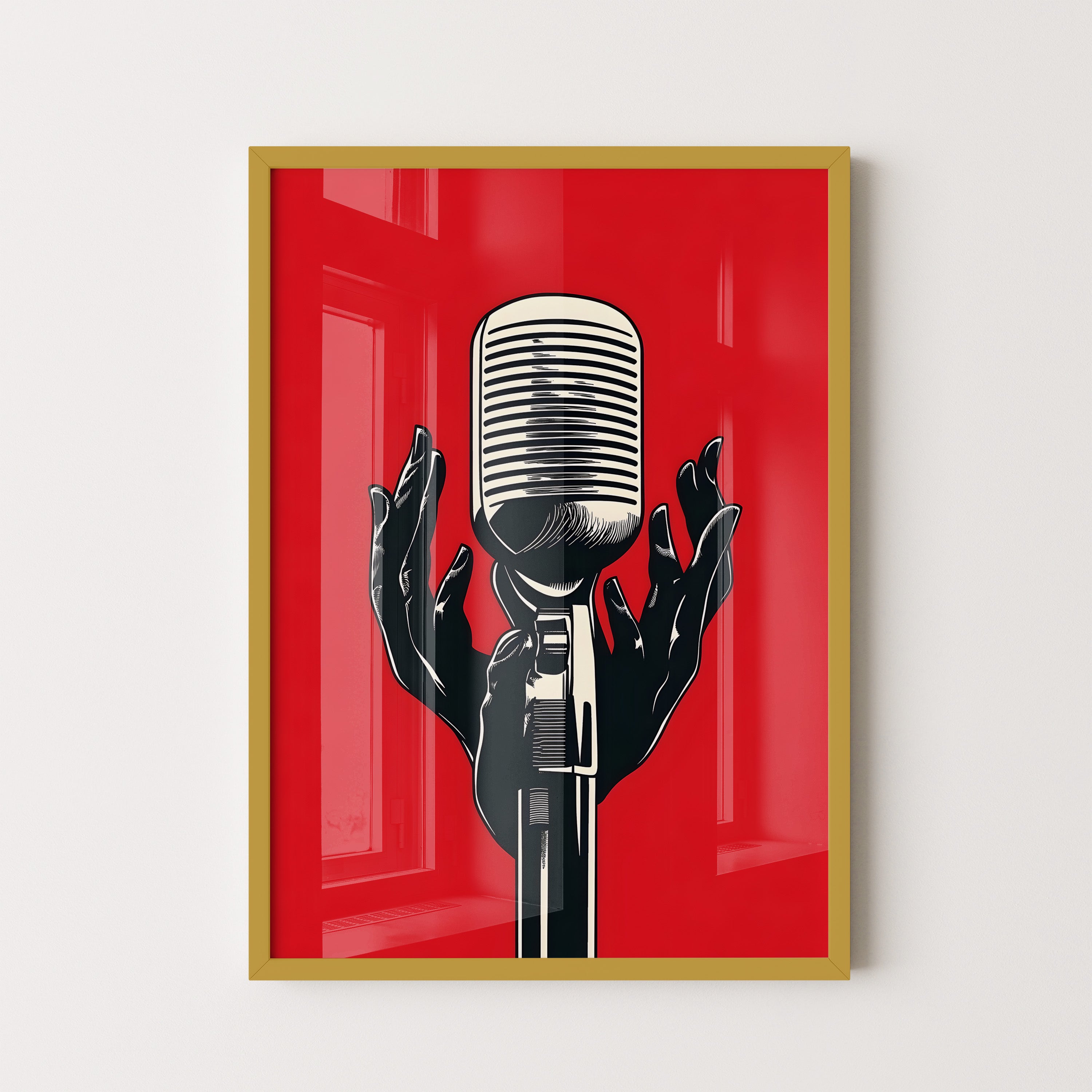 Vintage Microphone Moment – Bold Graphic Art