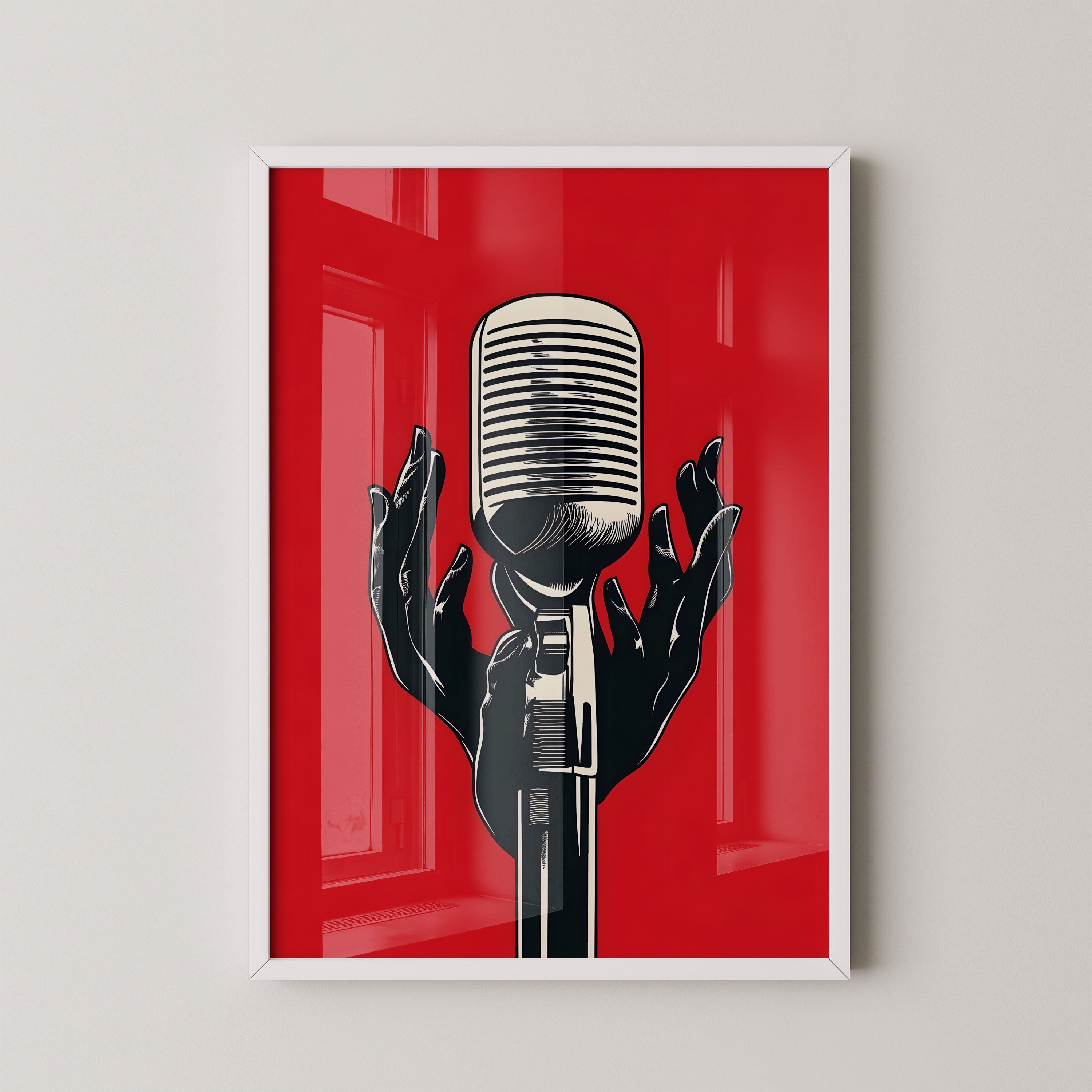 Vintage Microphone Moment – Bold Graphic Art