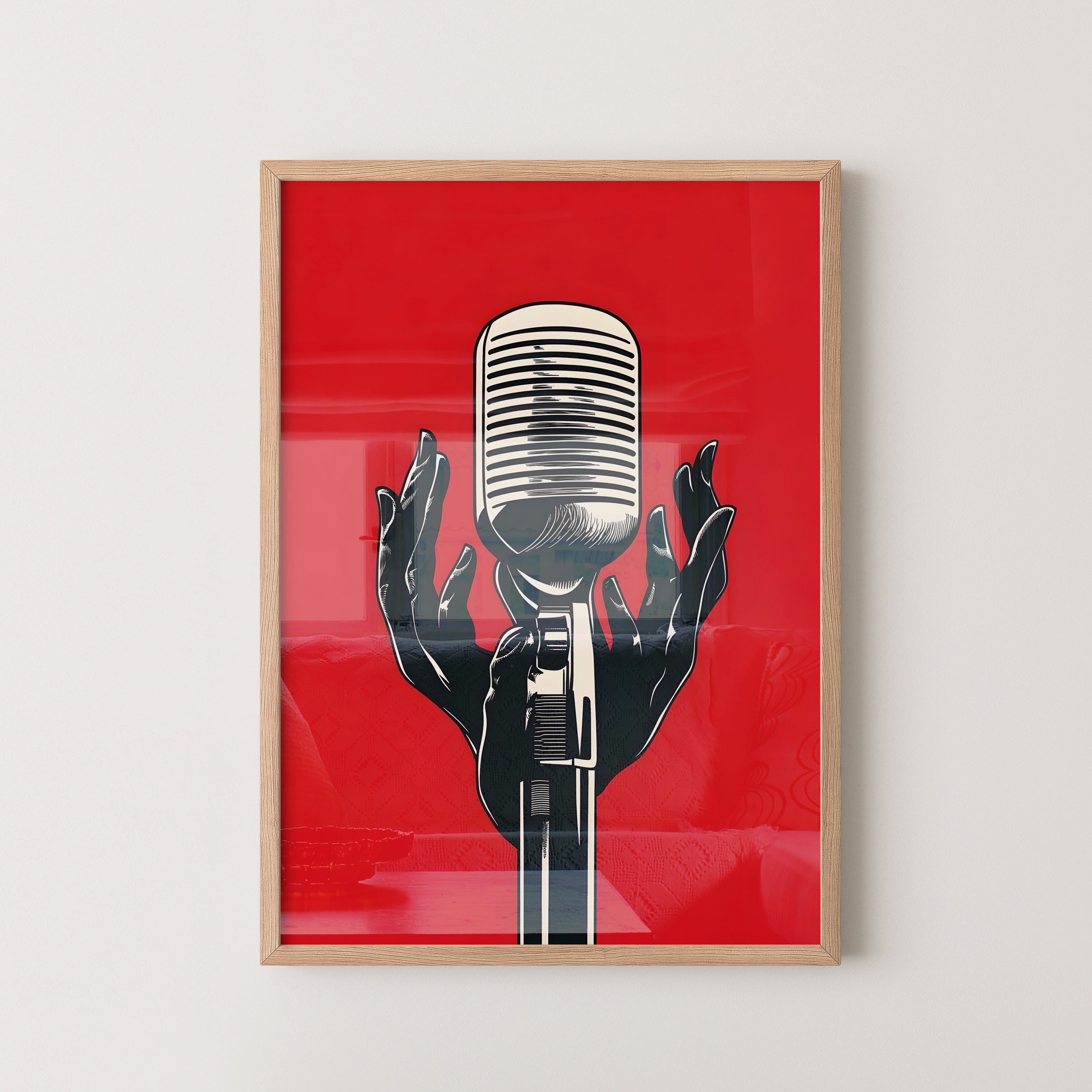 Vintage Microphone Moment – Bold Graphic Art