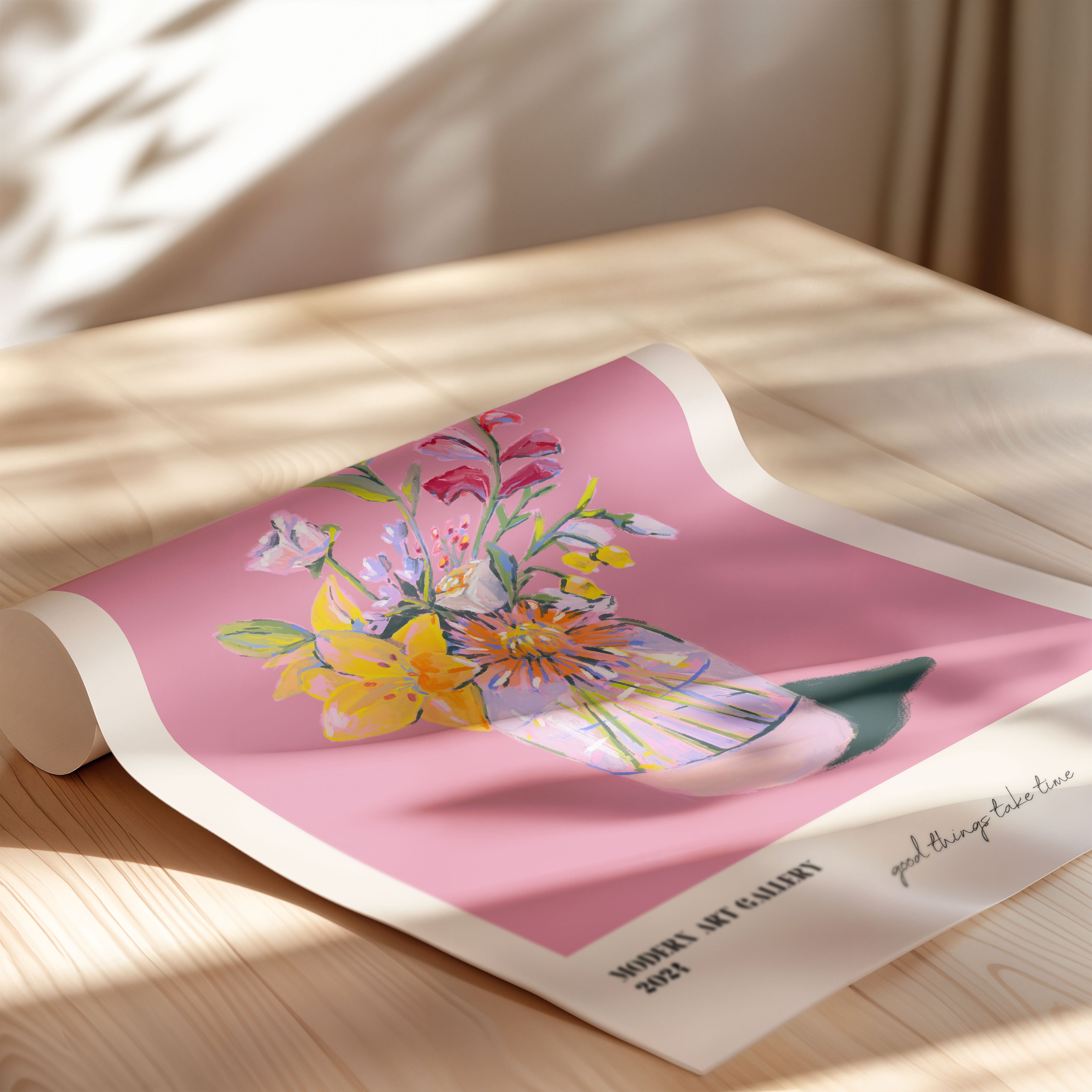 Stay positive – floral art print