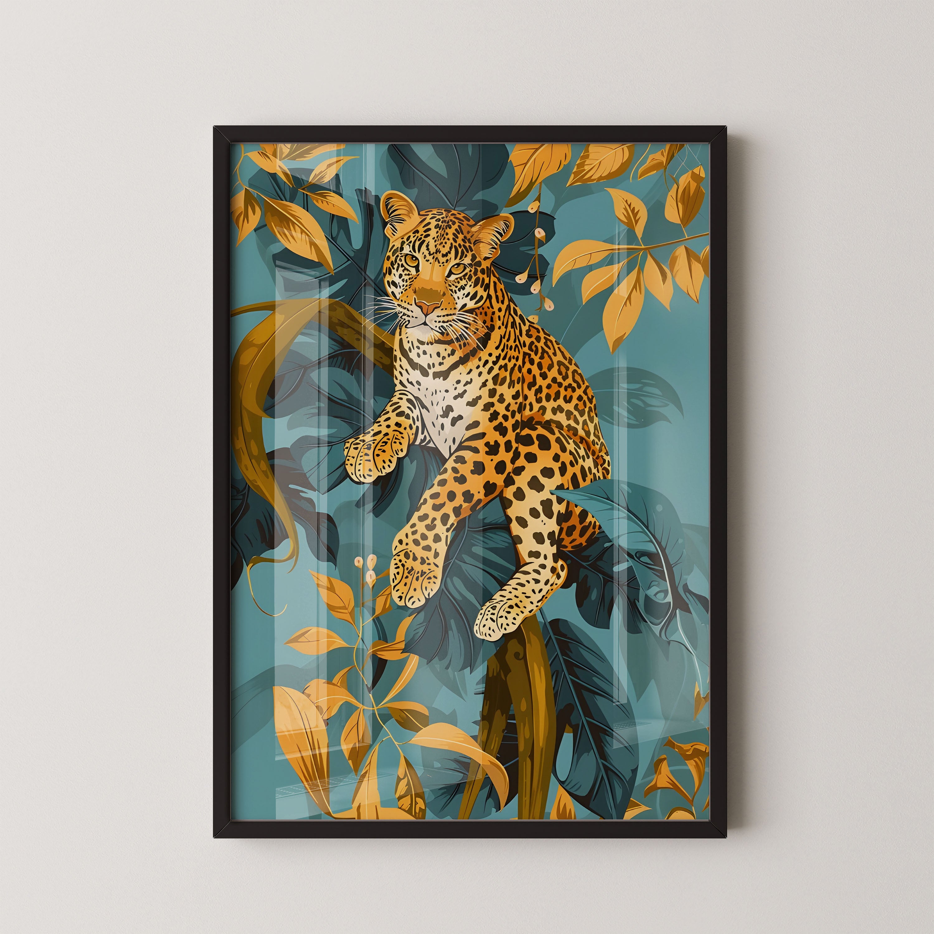 Jungle leopard – botanical art