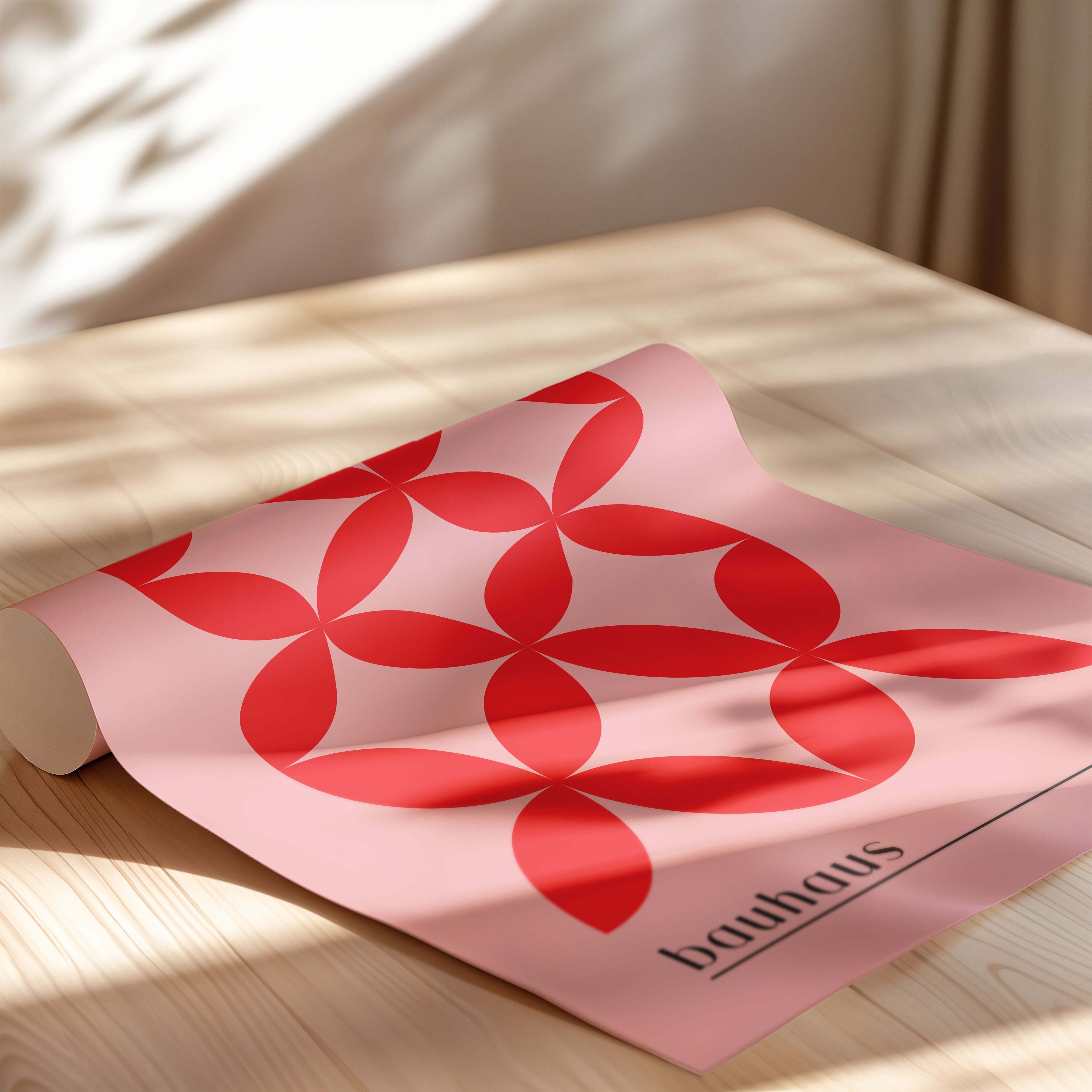 Bauhaus Petal Grid In Scarlet Red