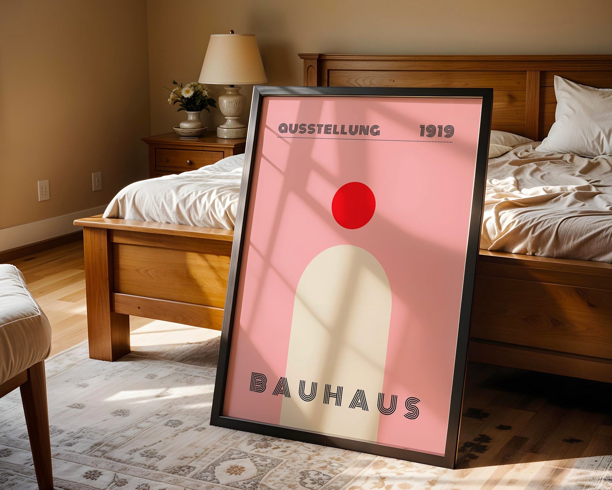 Bauhaus Minimal Arch With Crimson Sun