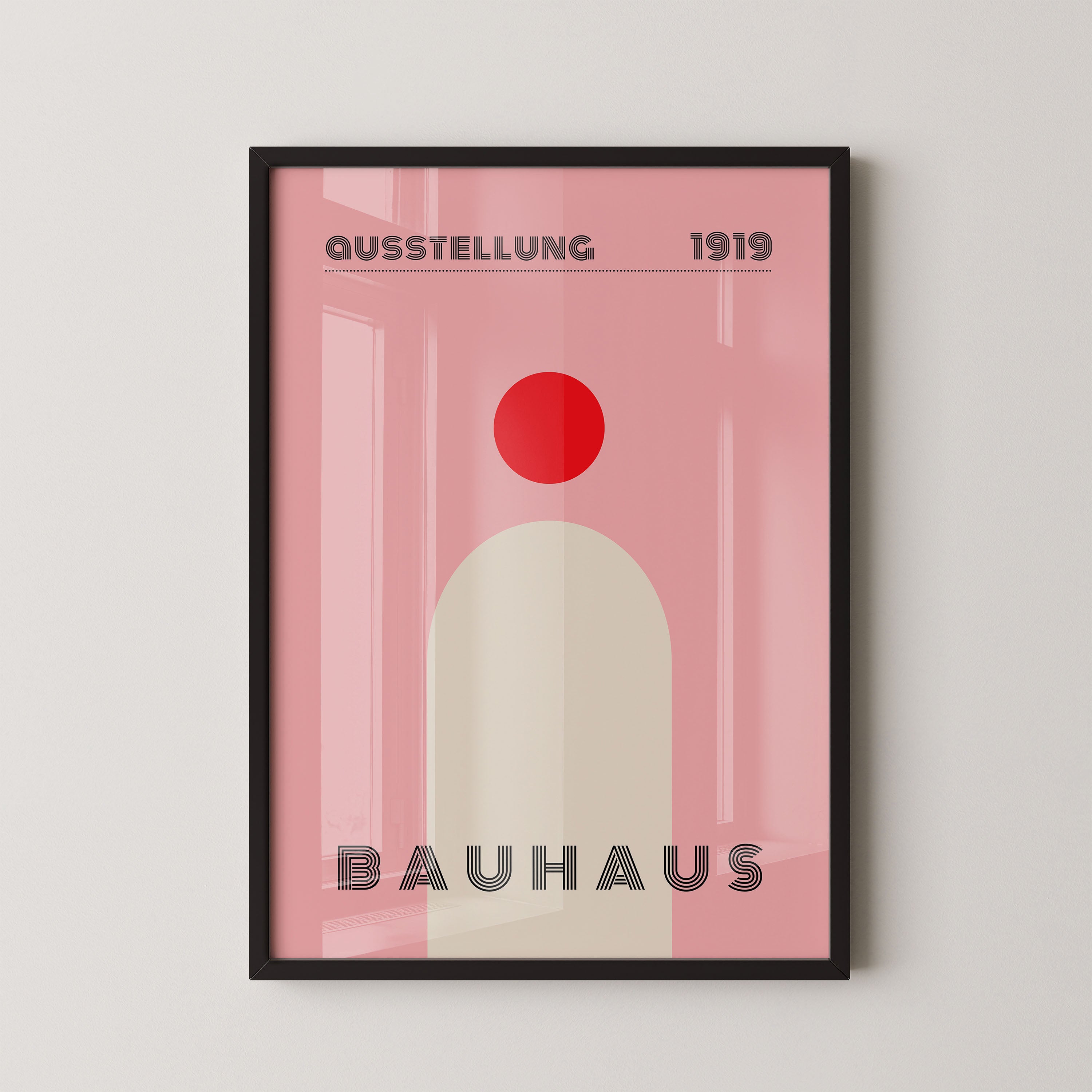 Bauhaus Minimal Arch With Crimson Sun